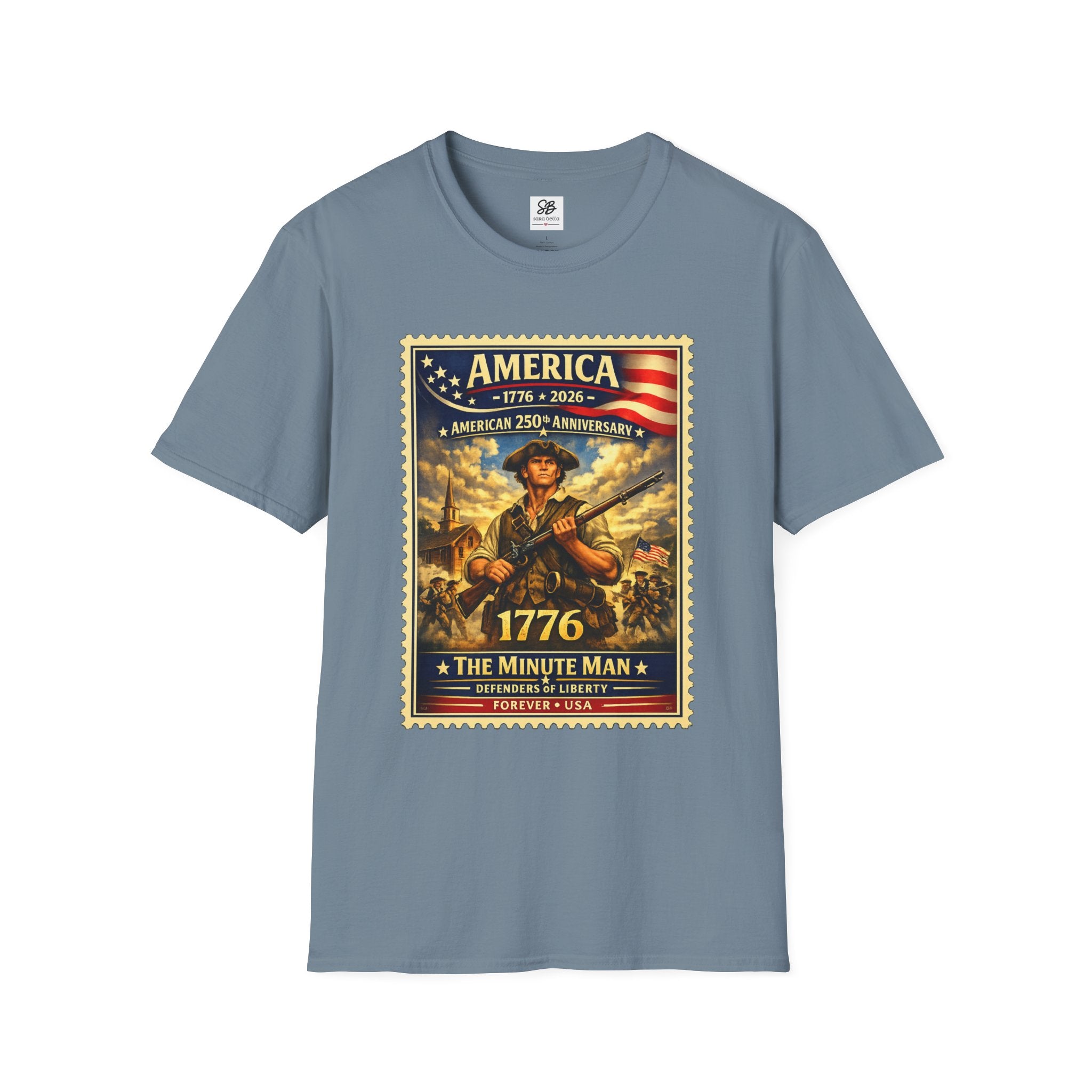 Patriotic Minute Man Vintage Stamp T-Shirt