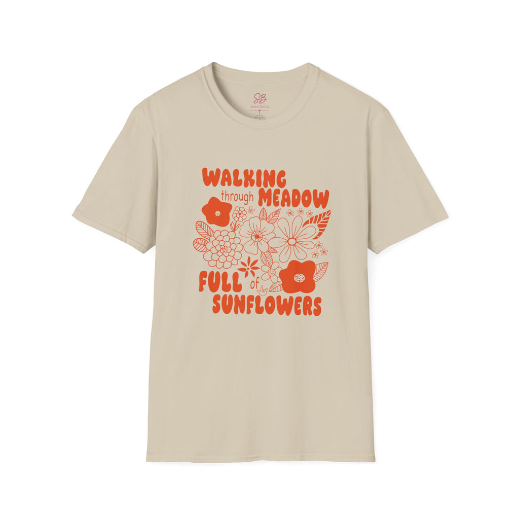 Walking Through Meadow Sunflowers - T-Shirt