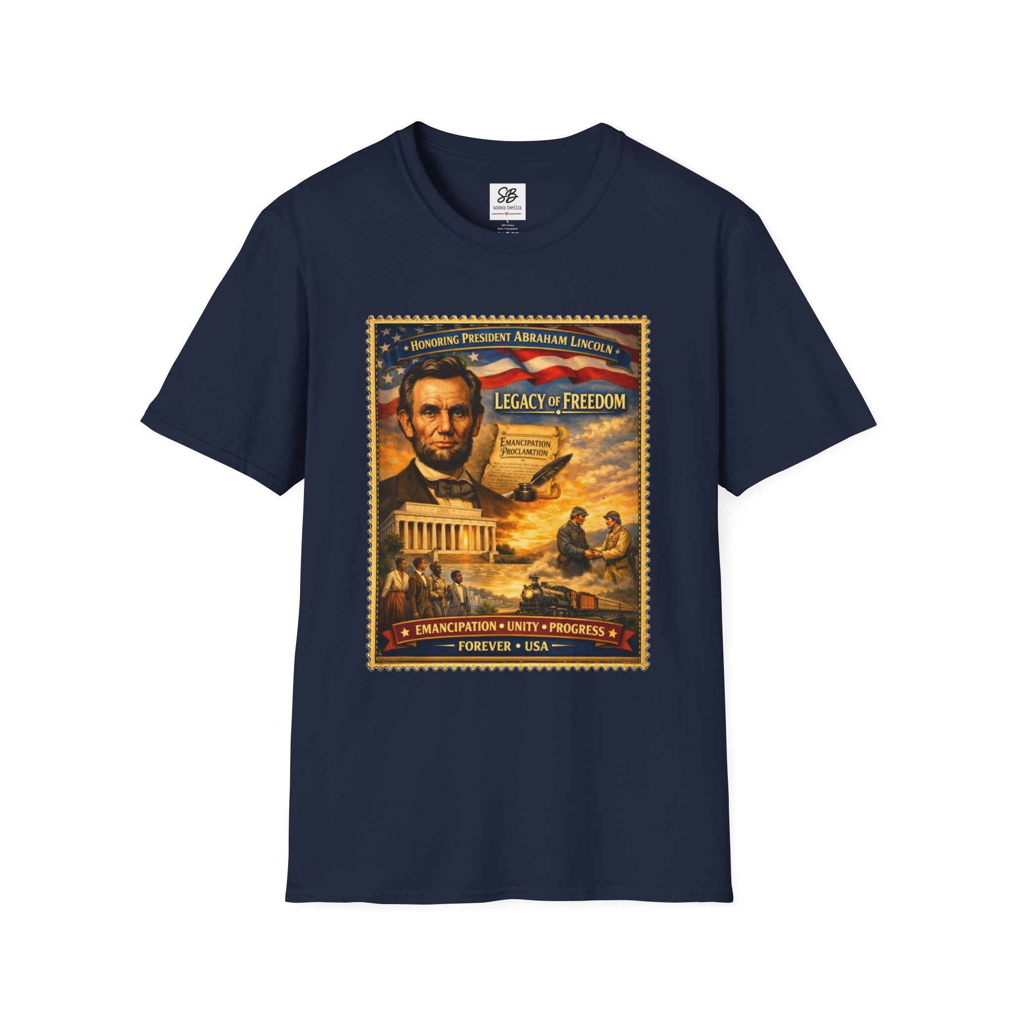 Abraham Lincoln 'Legacy of Freedom'  Vintage Stamp T‑Shirt