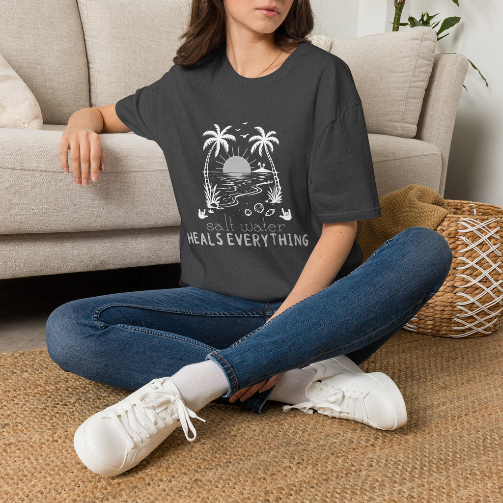 'Salt Water Heals Everything" of  white design -  T-Shirt