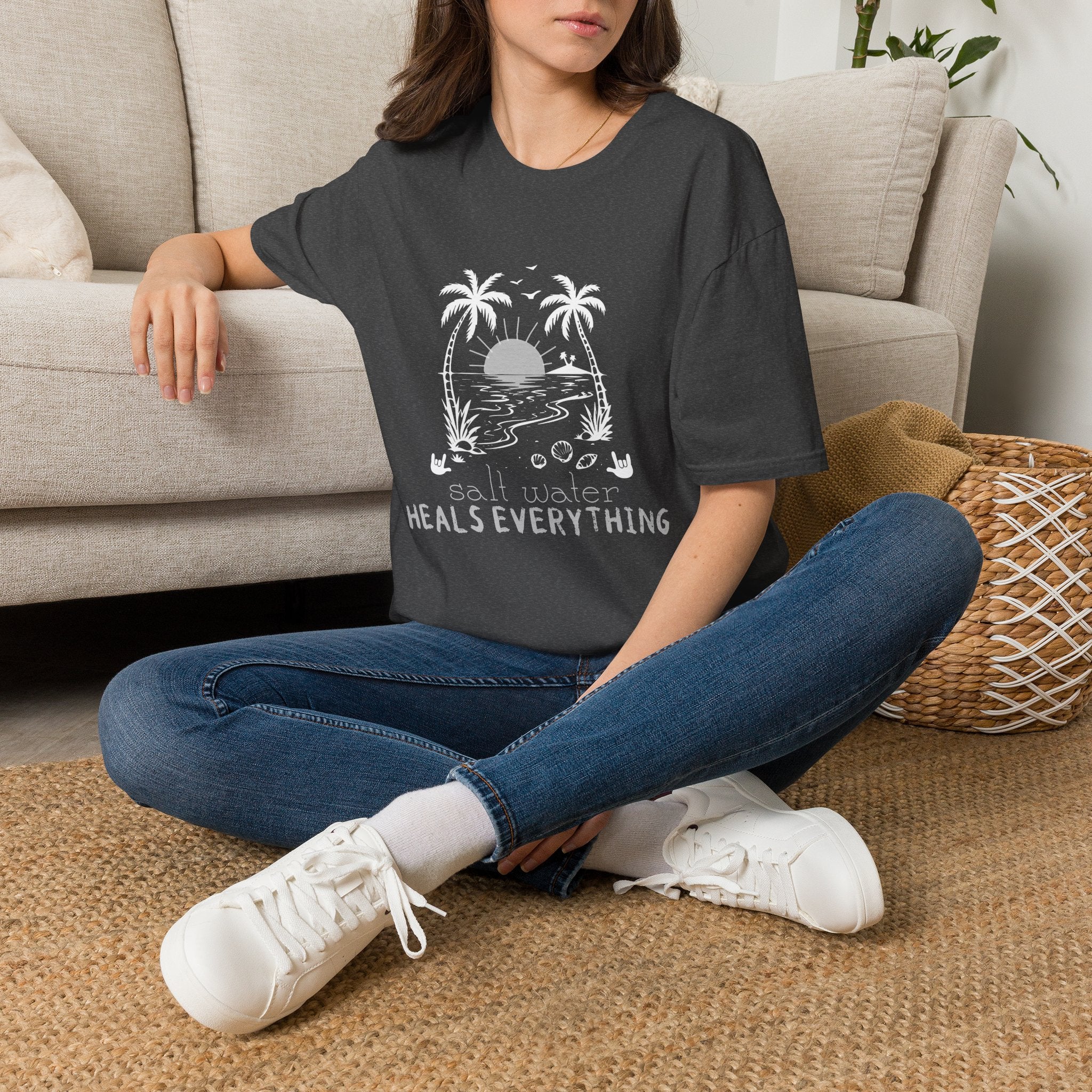 'Salt Water Heals Everything" of  white design -  T-Shirt