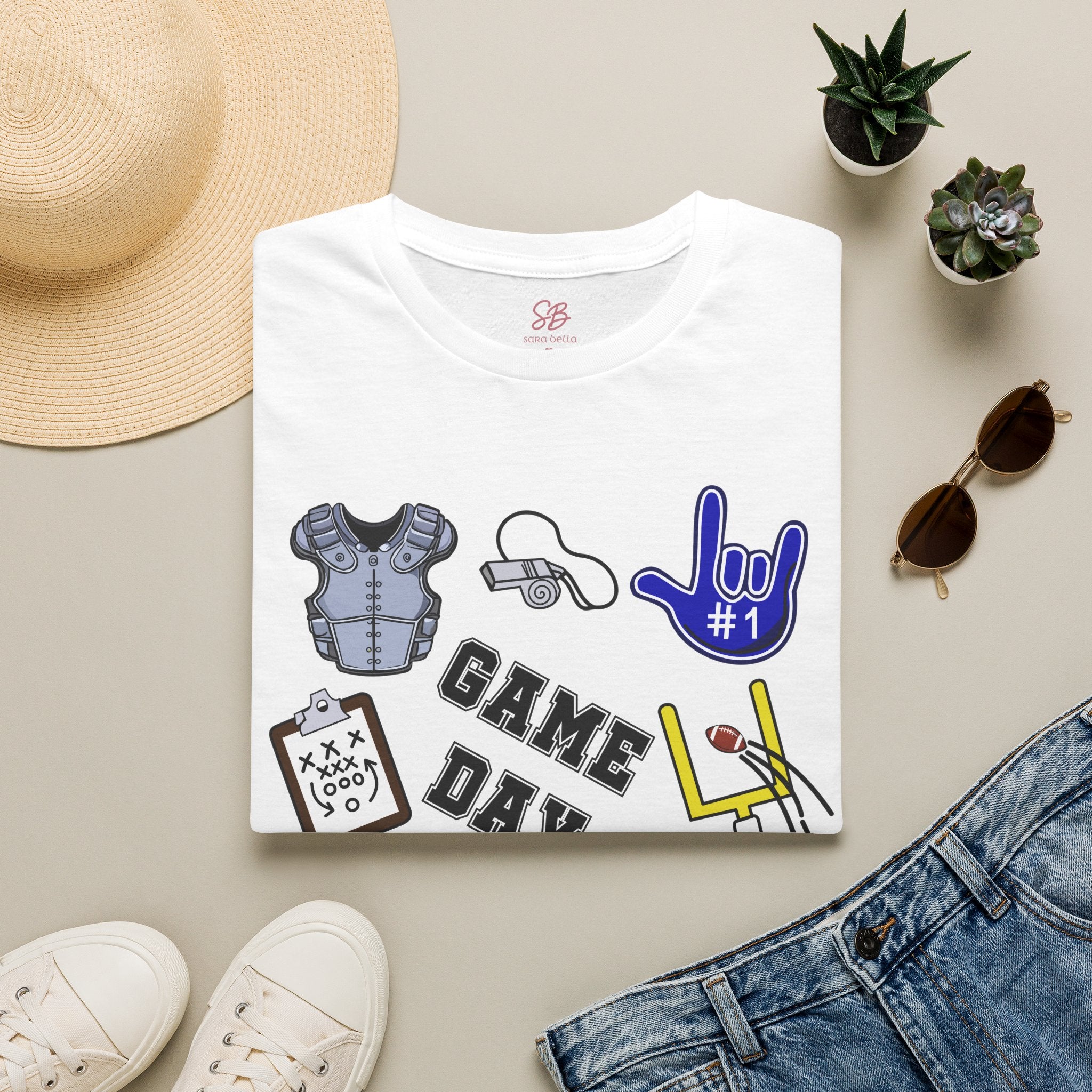 Game Day Football with I Love You ASL  - T-Shirt
