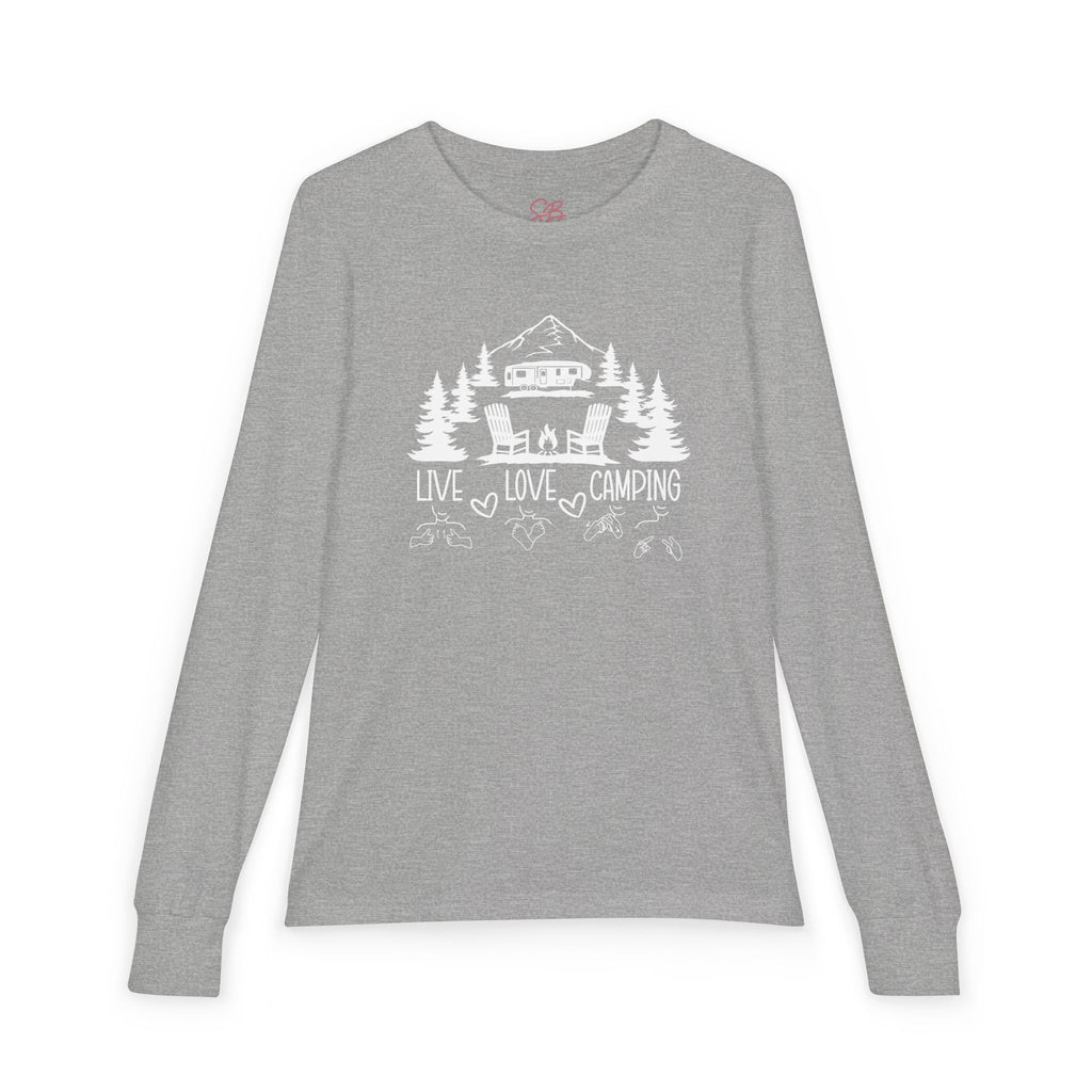 Live Love Camping in ASL ( white ink) - Kids Long Sleeve Shirt
