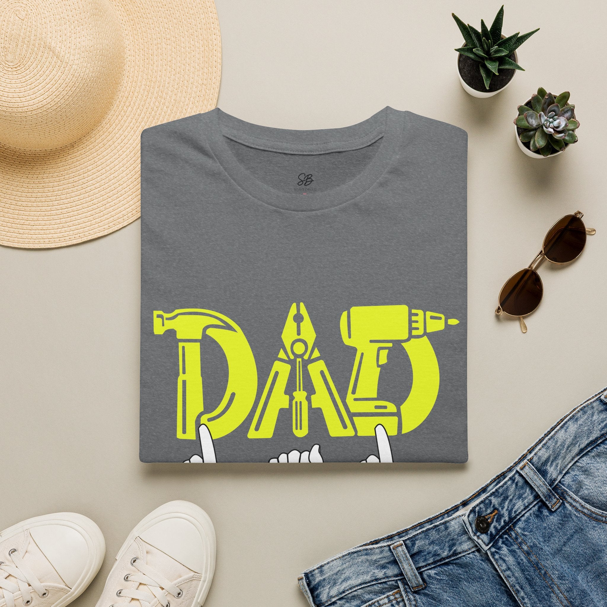 Dad Tools Graphic T-Shirt — 'DAD' Tool Lettering with American Sign Language