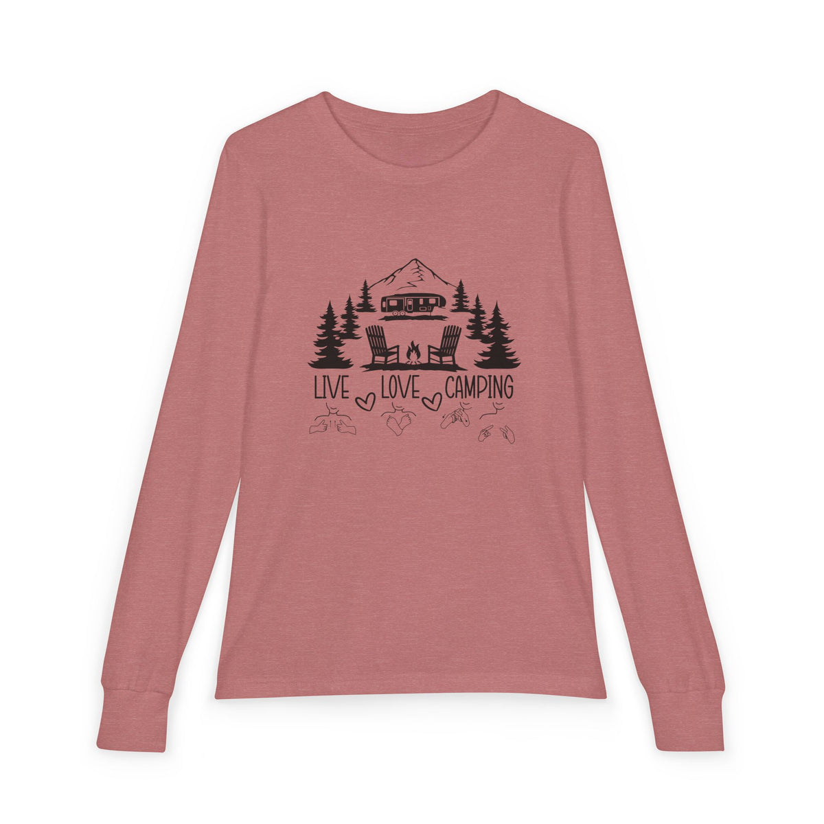 Live, Love, Camping in ASL (black ink) - Kid Long Sleeve Shirt