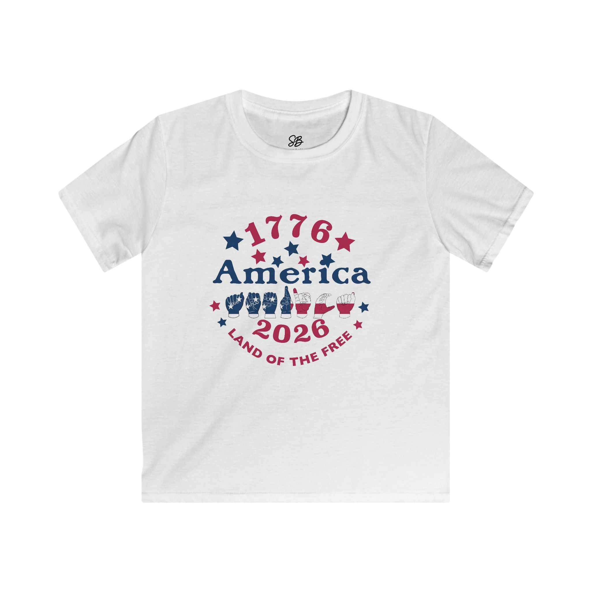 Kid Shirt - America fingers-spelled in ASL (America Sign Language) Shirt