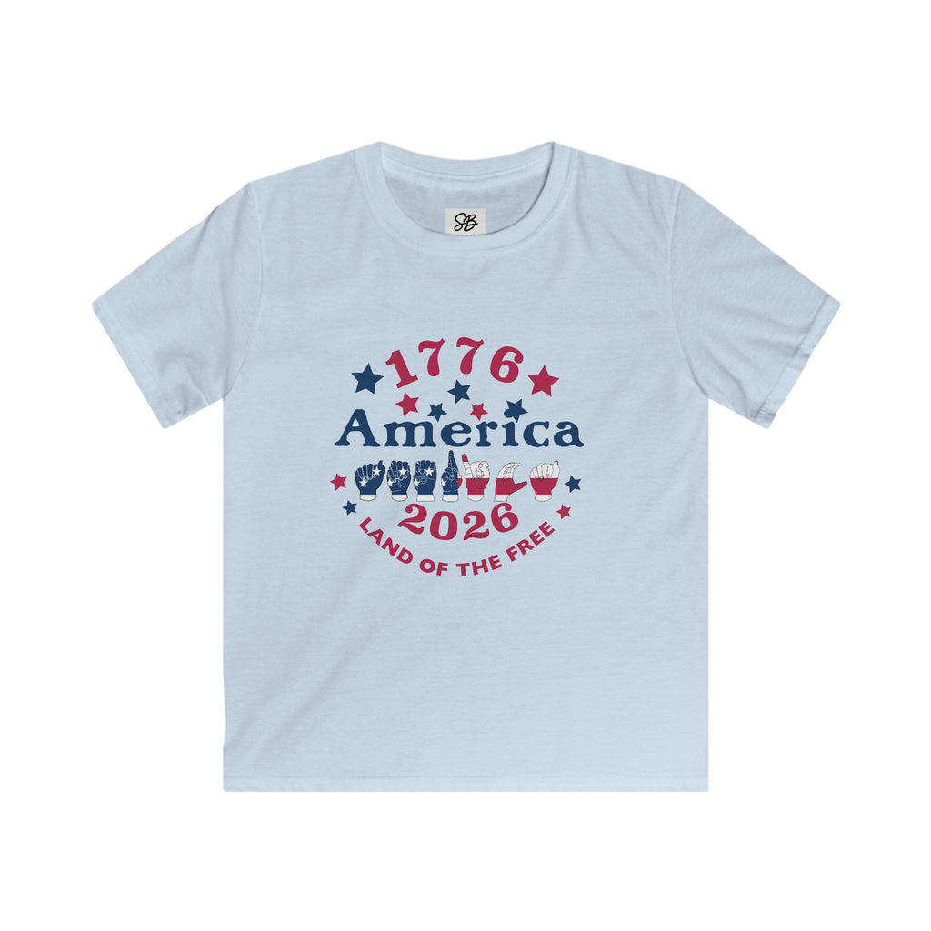 Kid Shirt - America fingers-spelled in ASL (America Sign Language) Shirt