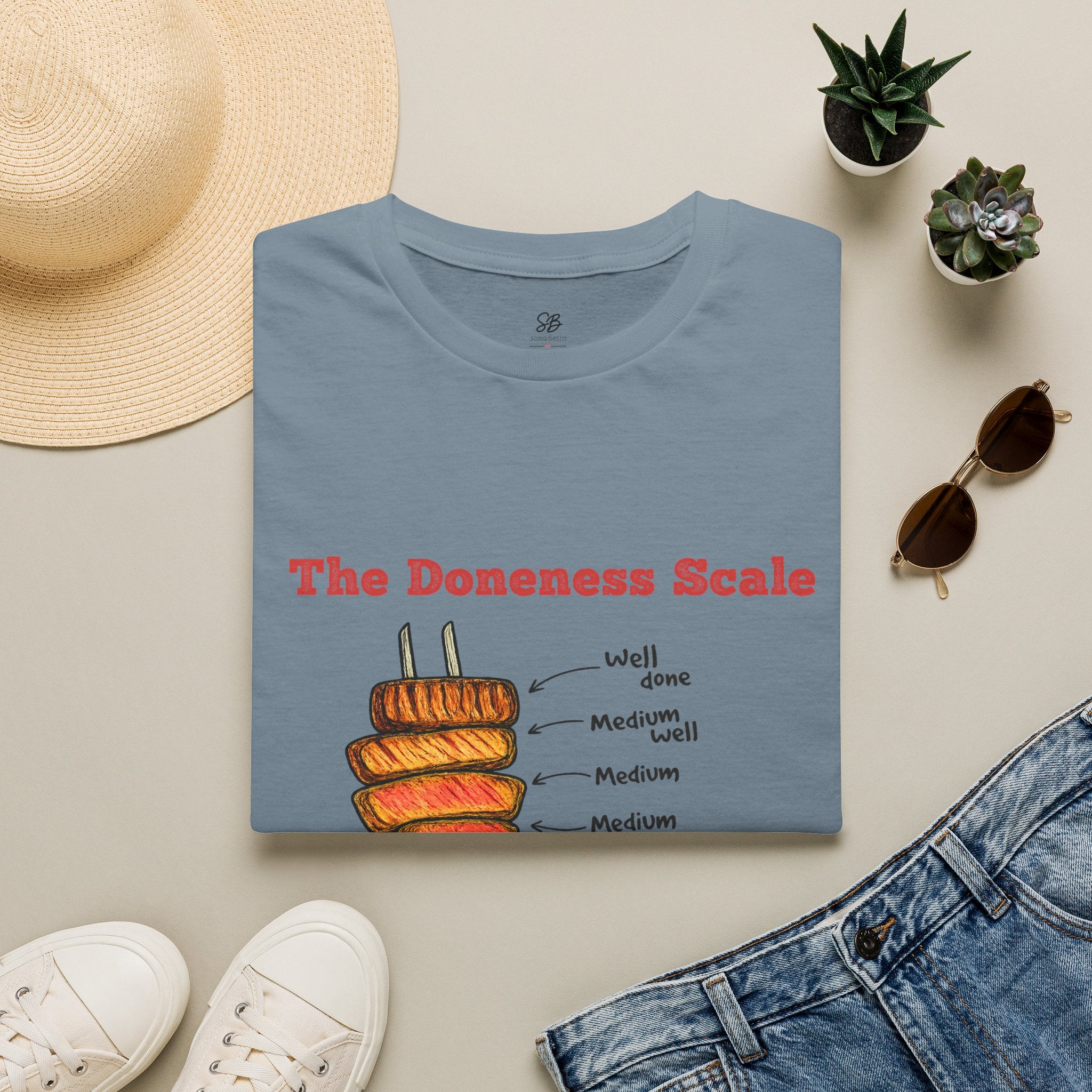 The Doneness Scale Dad Shirt — Funny BBQ Grill Steak Temperature Gift