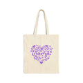 Mama I Love You ASL Heart Cotton Canvas Tote Bag (Purple)