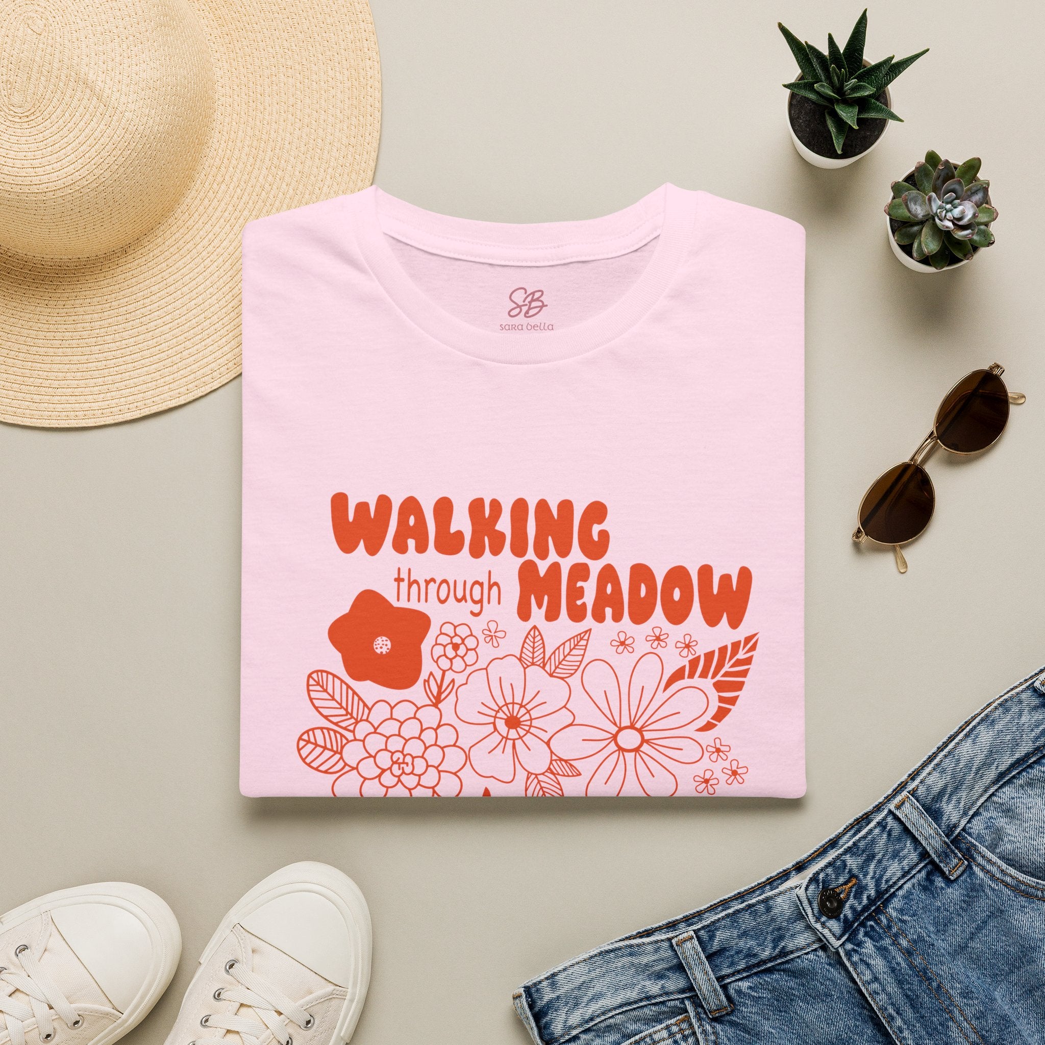 Walking Through Meadow Sunflowers - T-Shirt