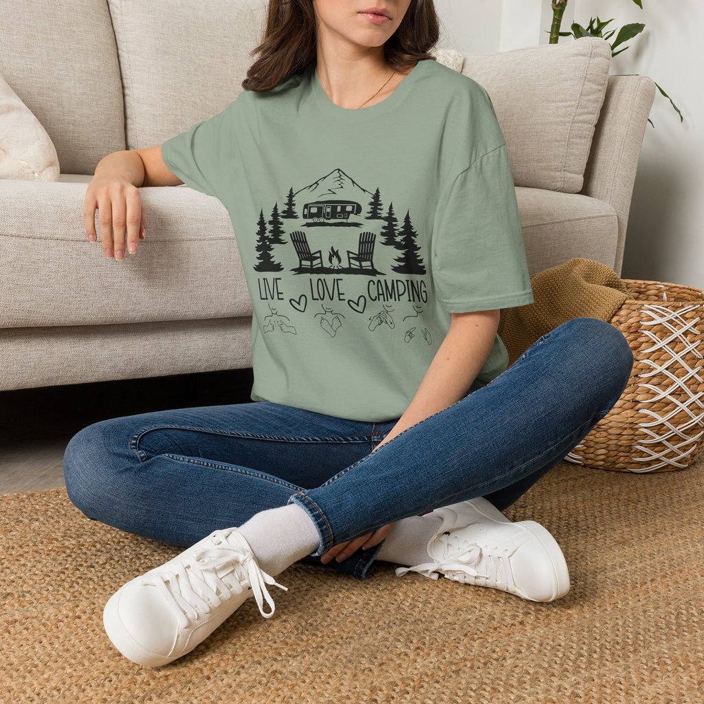 Live Love Camping in ASL (black ink) - T-Shirt