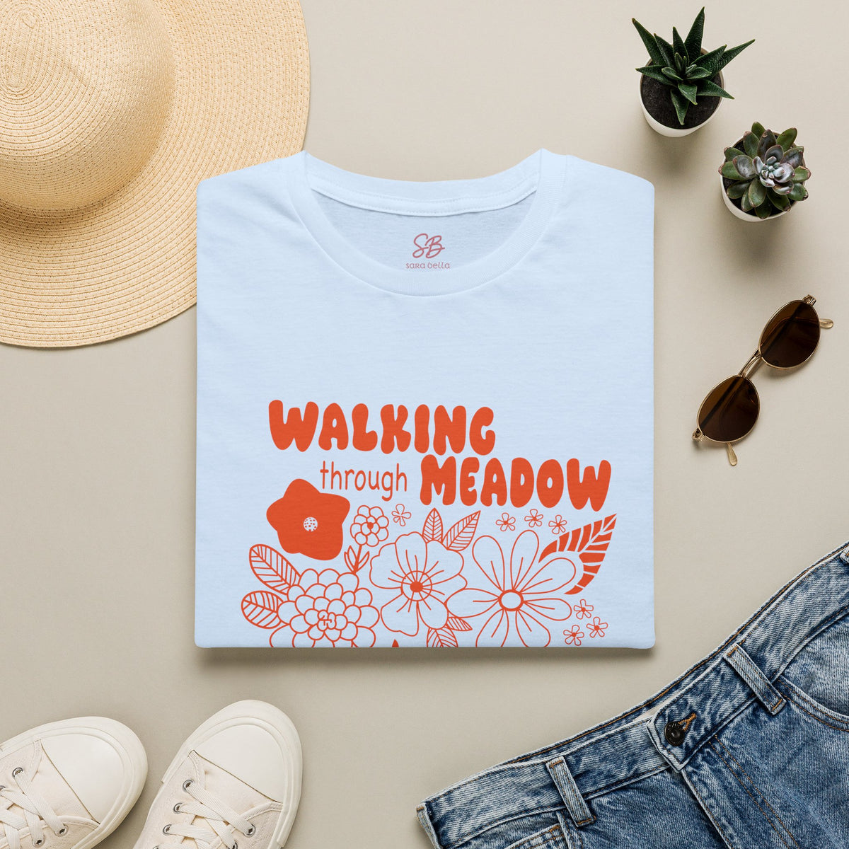 Walking Through Meadow Sunflowers - T-Shirt