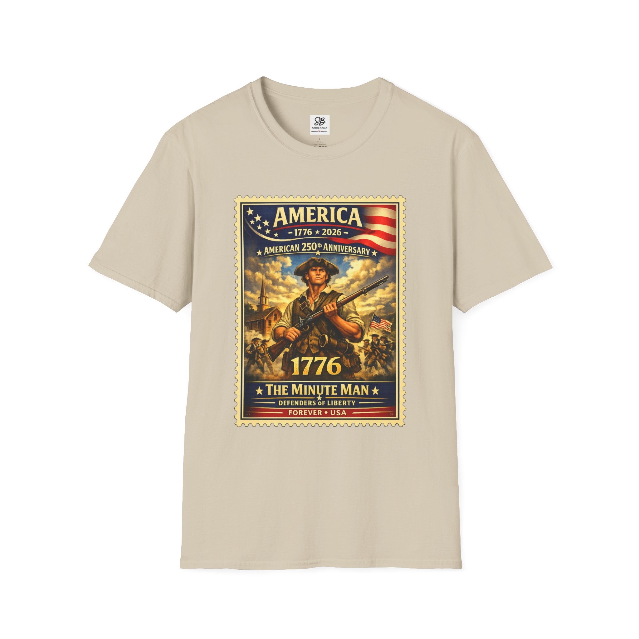 Patriotic Minute Man Vintage Stamp T-Shirt