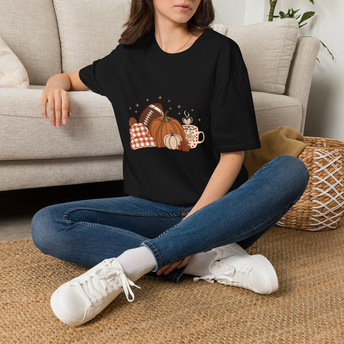 Autumn Football Pumpkins with I Love You American Sign Language, ASL - T-Shirt
