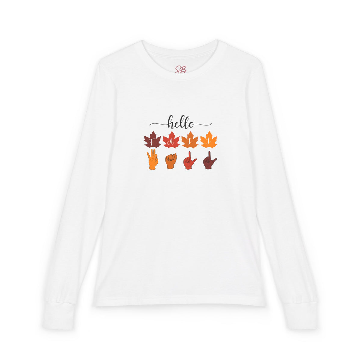 Hello Fall  Fingers Spelling American Sign Language, ASL - Kid Long Sleeve Shirt