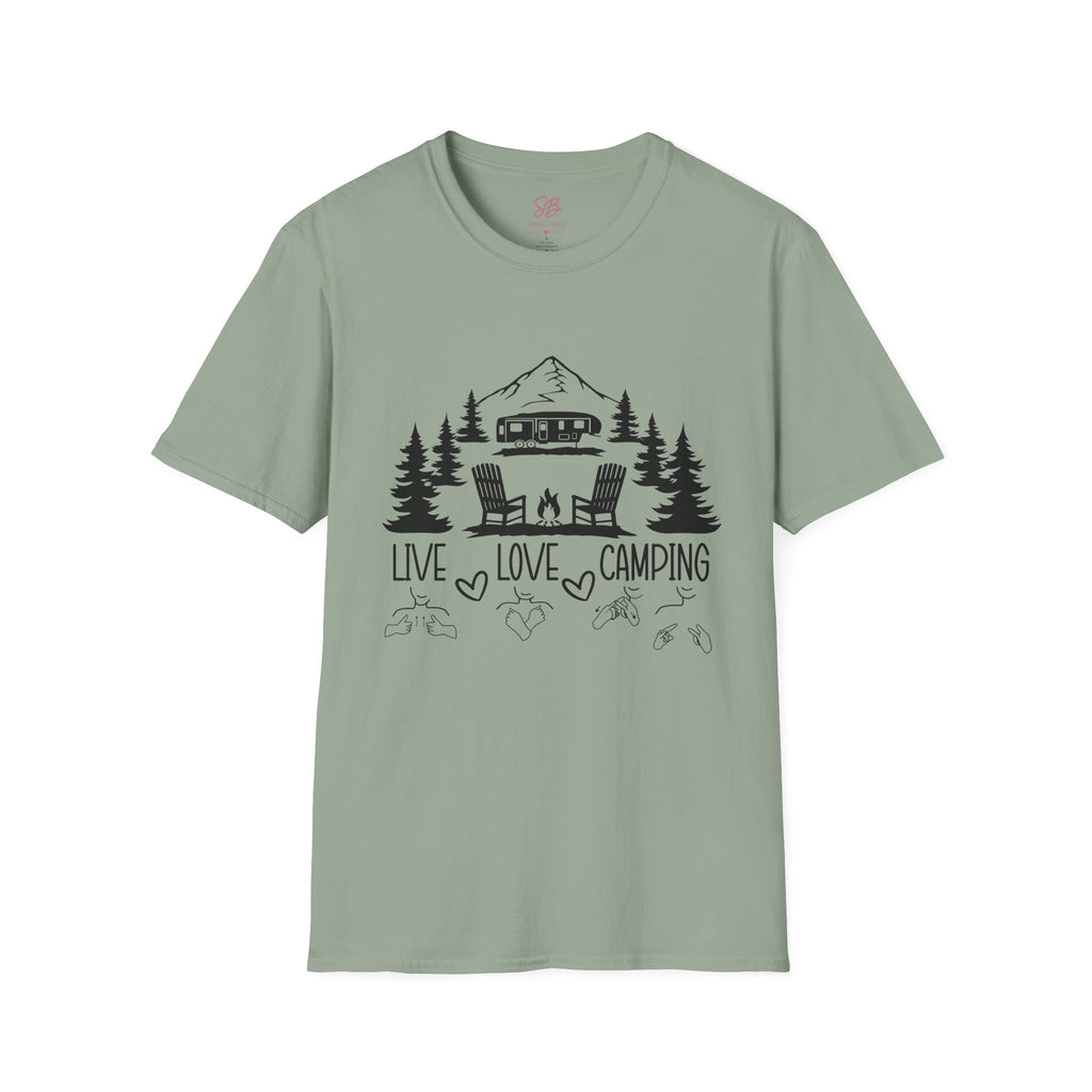 Live Love Camping in ASL (black ink) - T-Shirt
