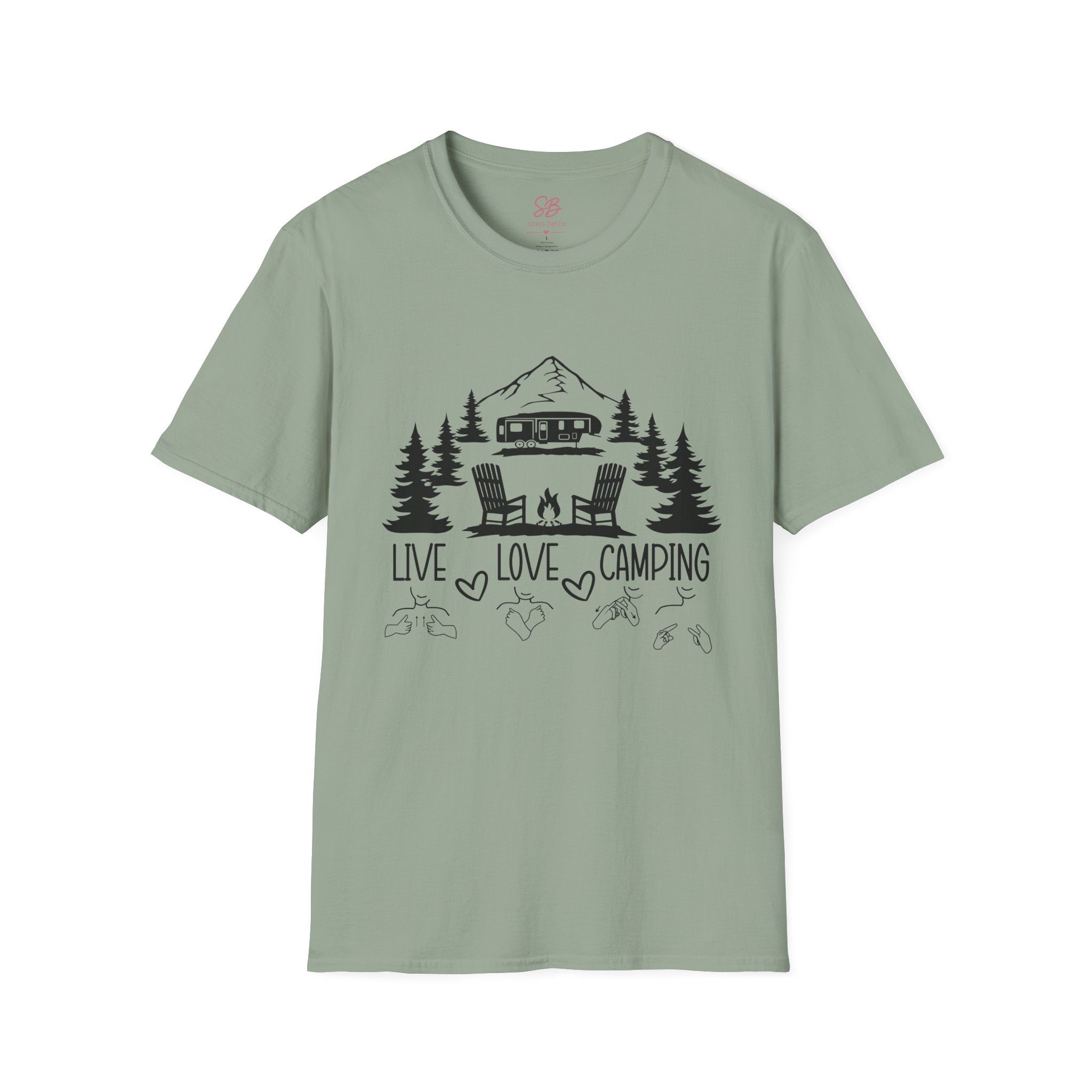 Live Love Camping in ASL (black ink) - T-Shirt