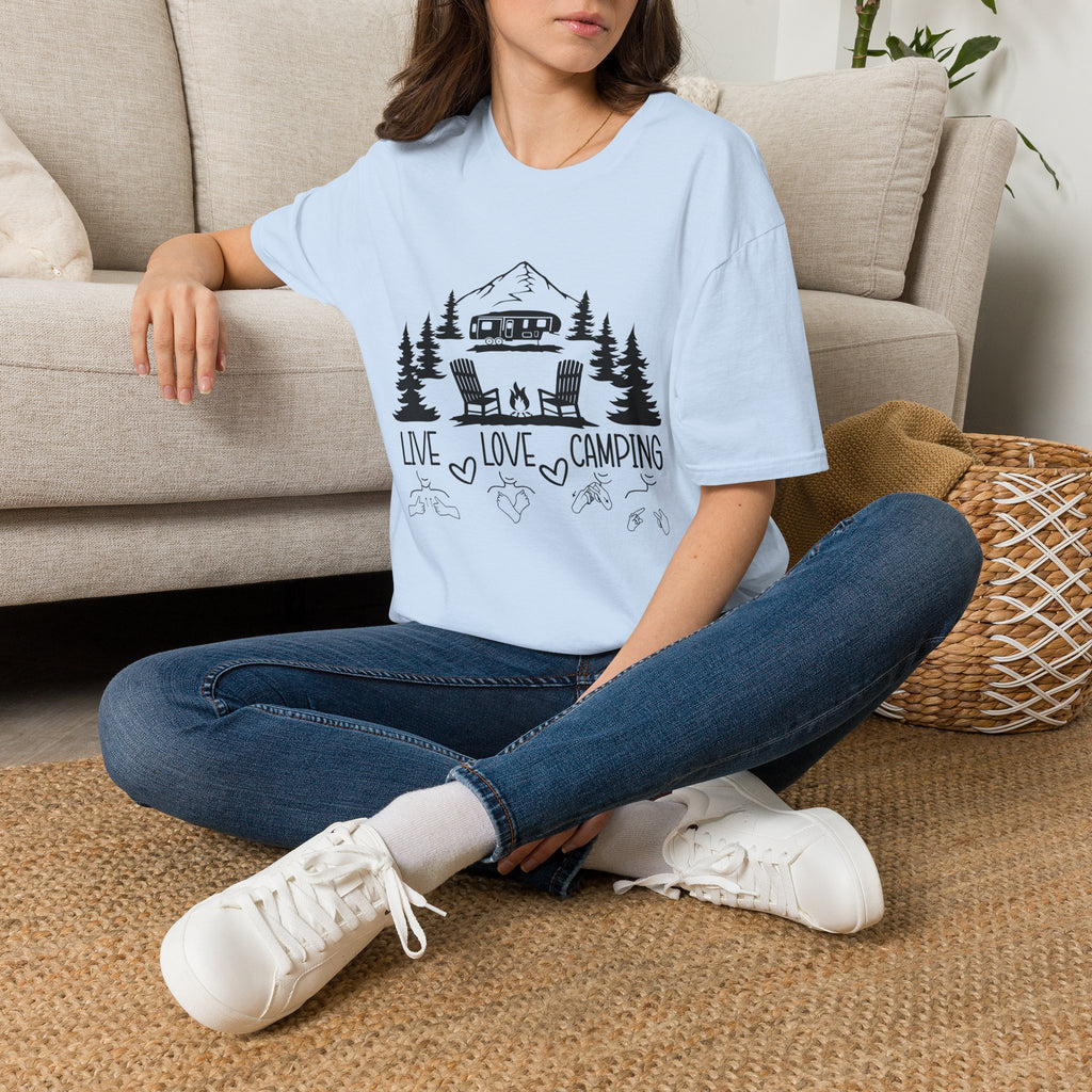 Live Love Camping in ASL (black ink) - T-Shirt