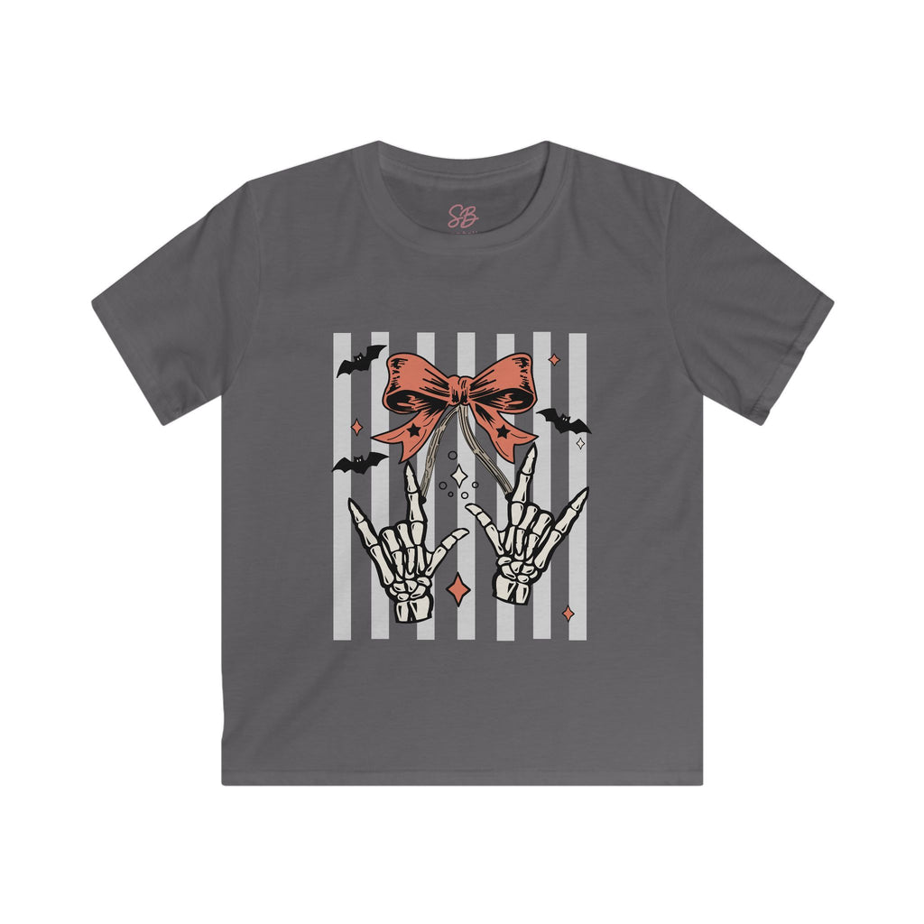 Spooky Skeleton hands "I Love You" ASL - Kids T-Shirts