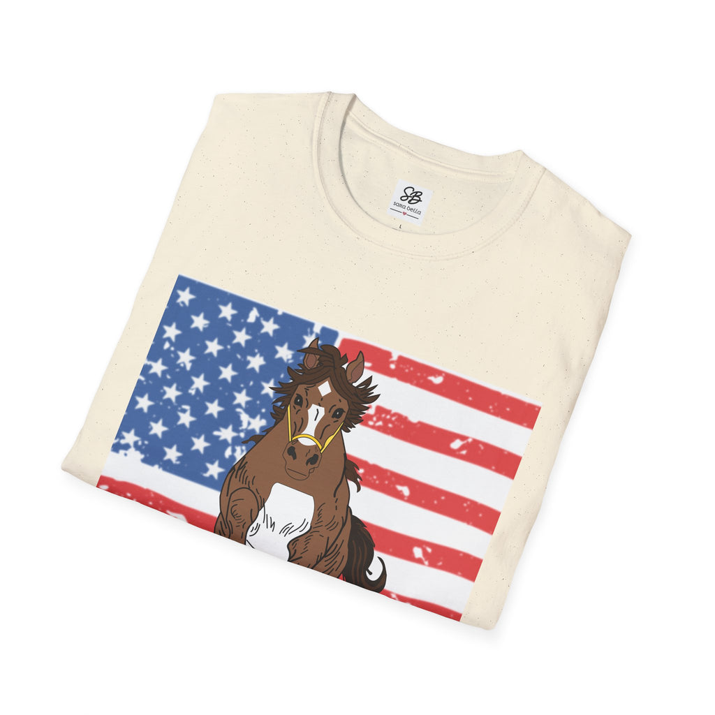 Galloping Horse with American Flag Graphic Shirt