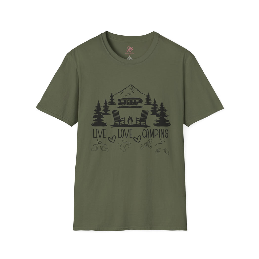 Live Love Camping in ASL (black ink) - T-Shirt