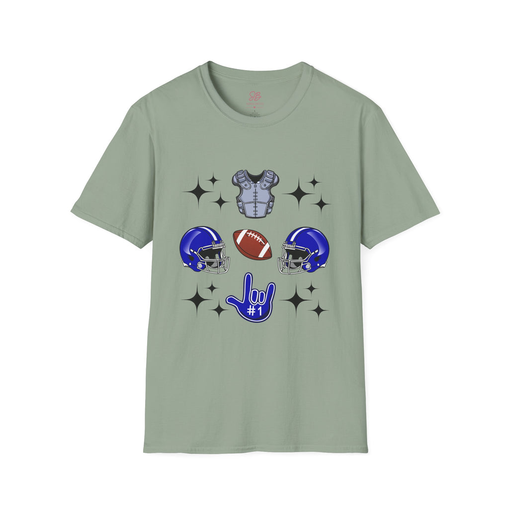 Football Gears Tic-Tac-Toe with I love you ASL American Sign Language -  T-Shirt