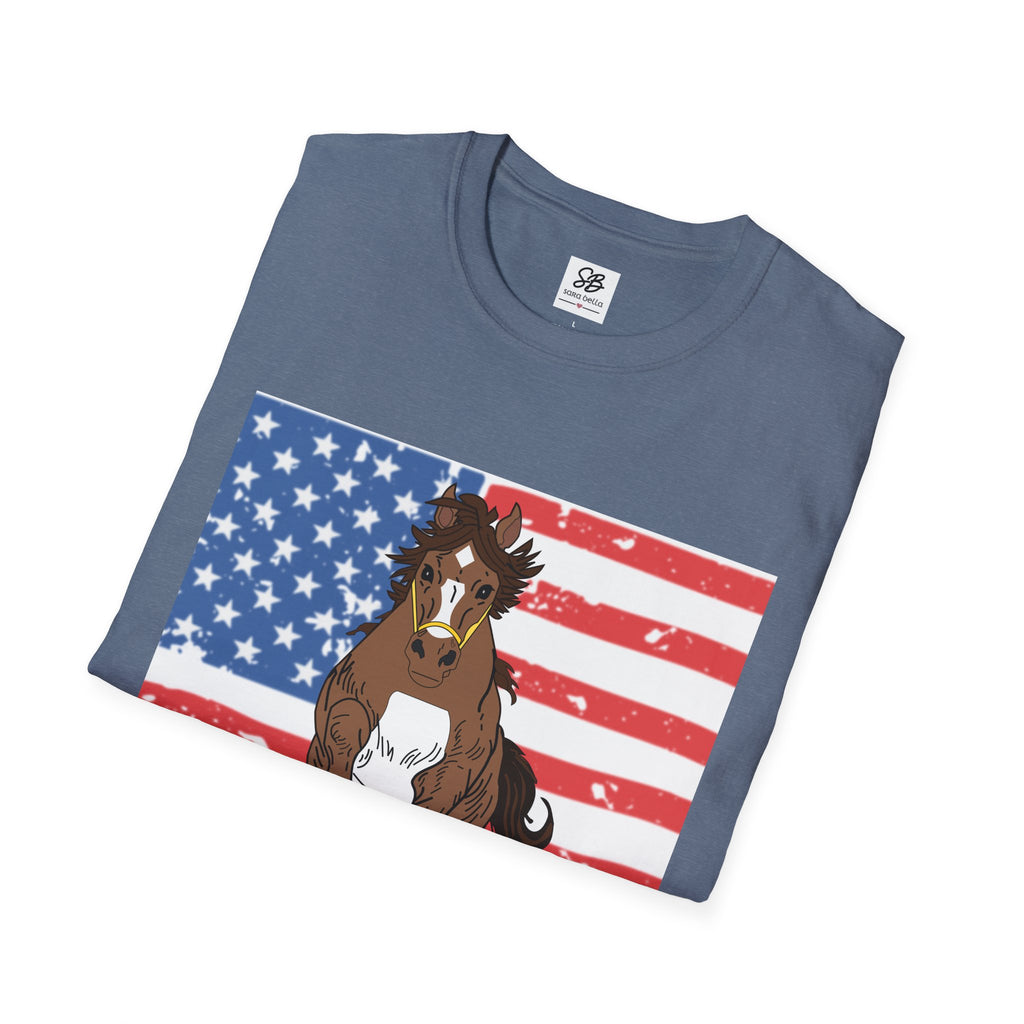 Galloping Horse with American Flag Graphic Shirt