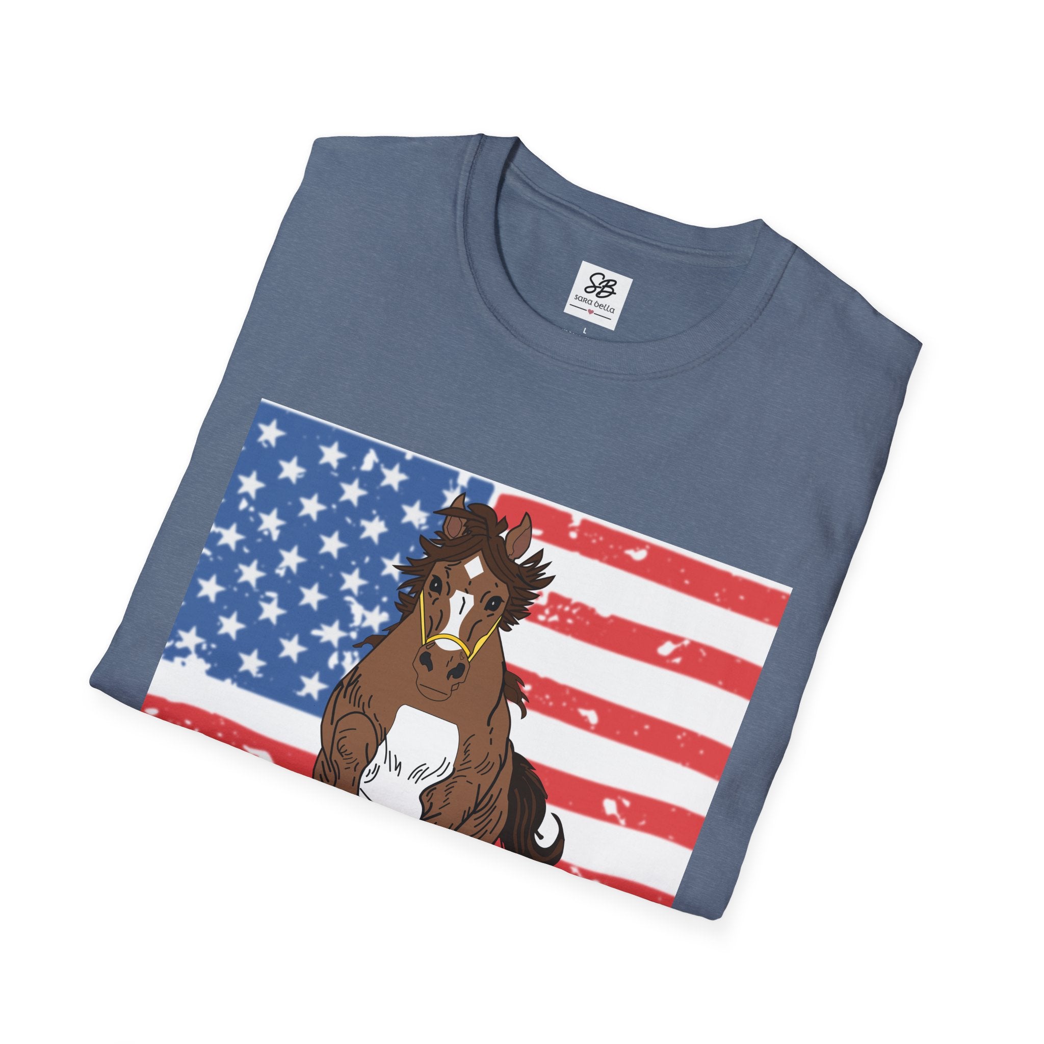 Galloping Horse with American Flag Graphic Shirt
