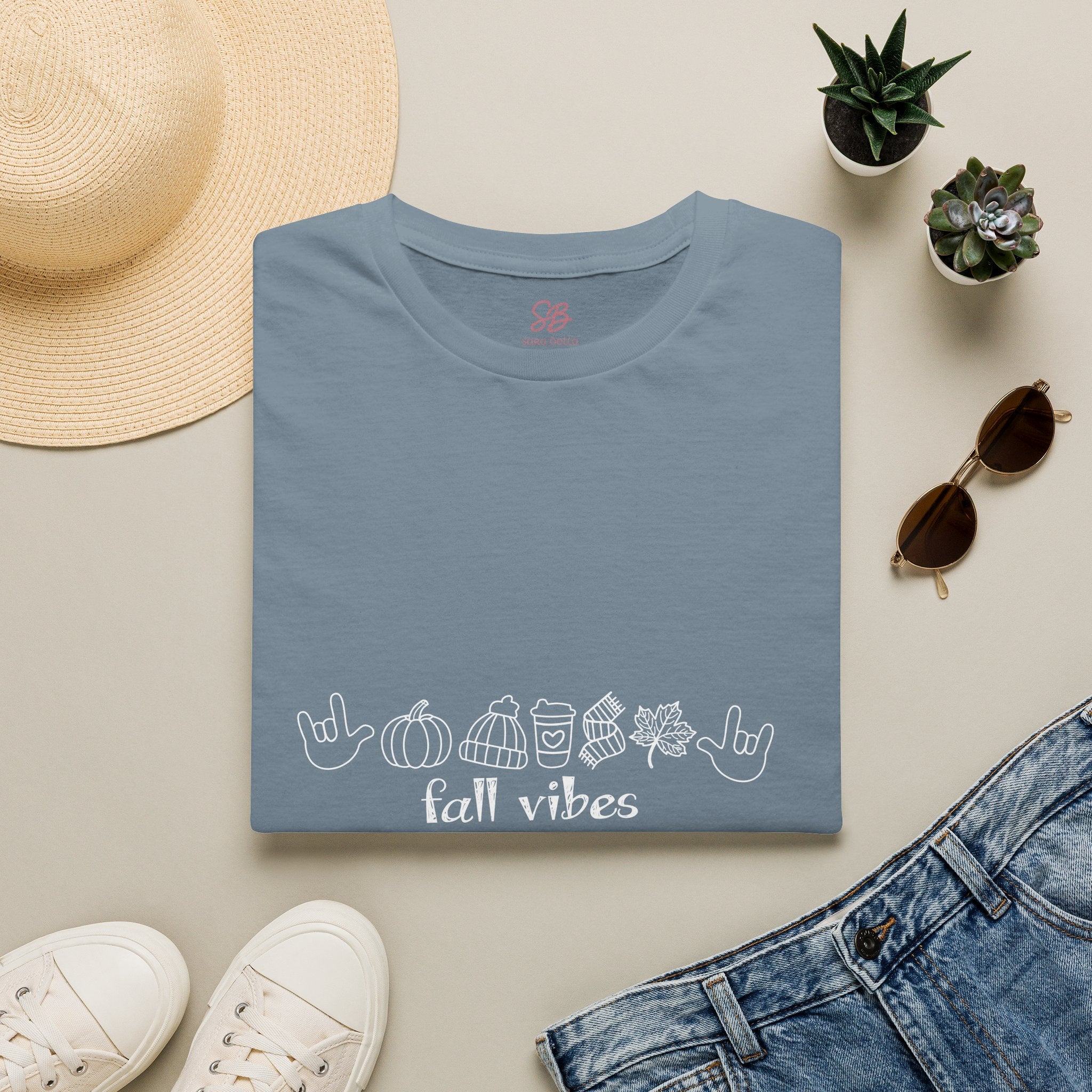 Fall Vibes with I Love you American Sign Language, ASL  - T-Shirt