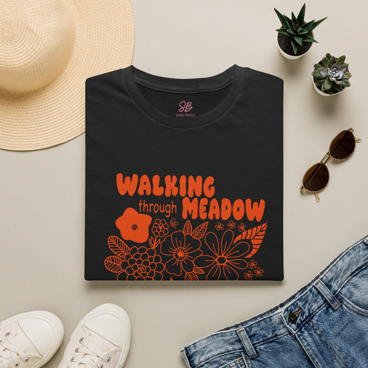 Walking Through Meadow Sunflowers - T-Shirt