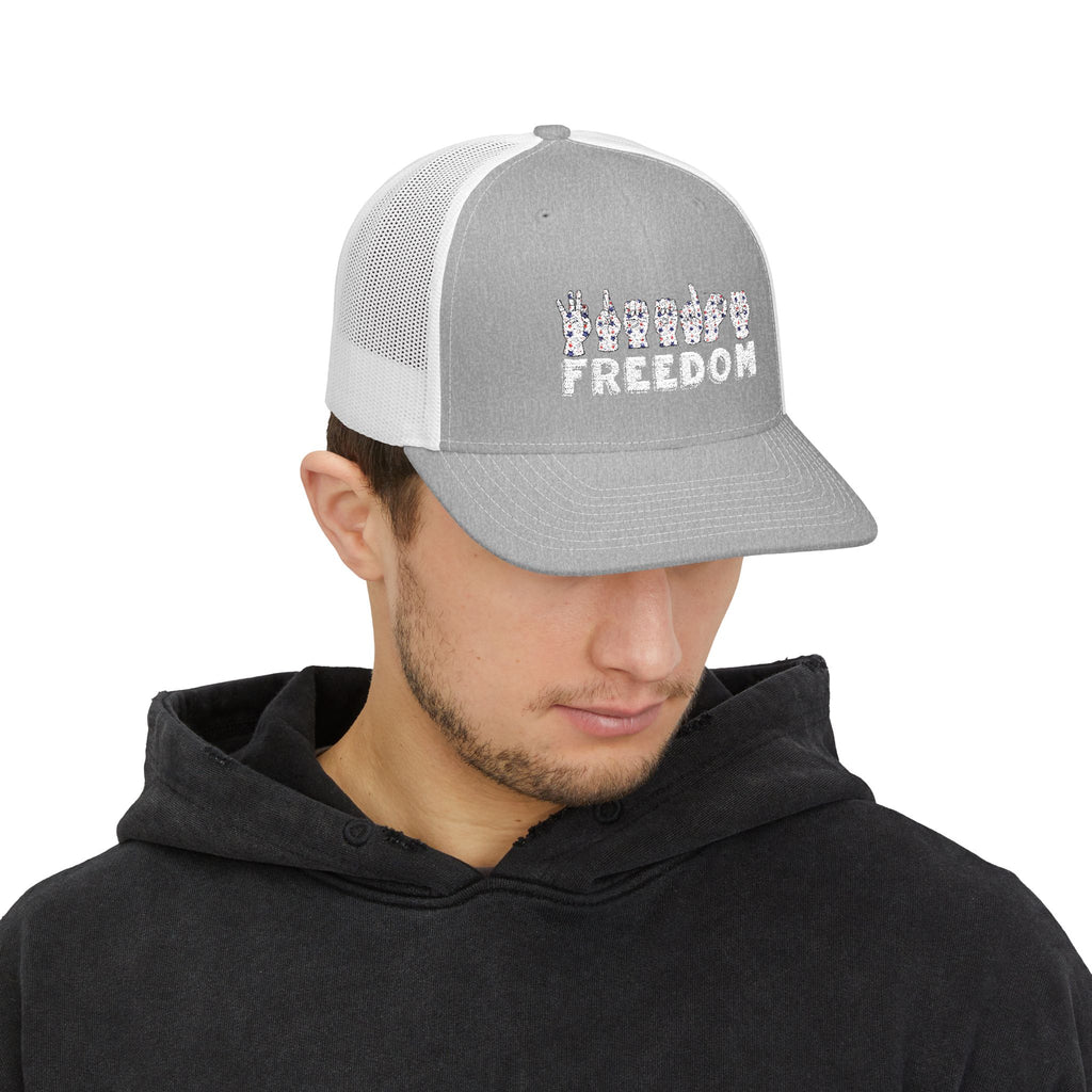 Freedom fingers-spelled ASL (America Sign Language) Embroidery - Trucker Cap Snapback