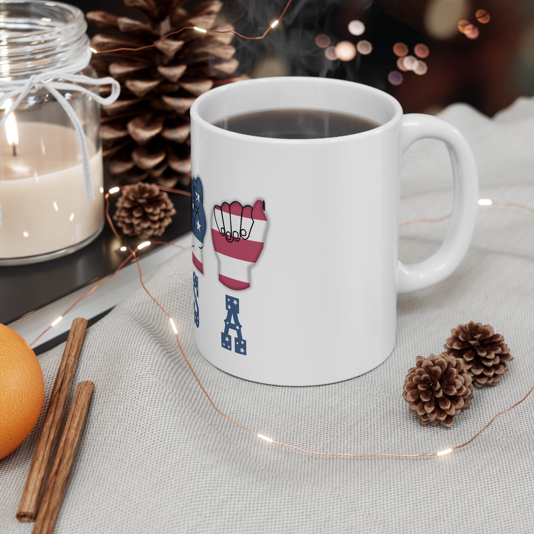 USA fingers-spelled ASL (America Sign Language) Coffee Mug  11oz