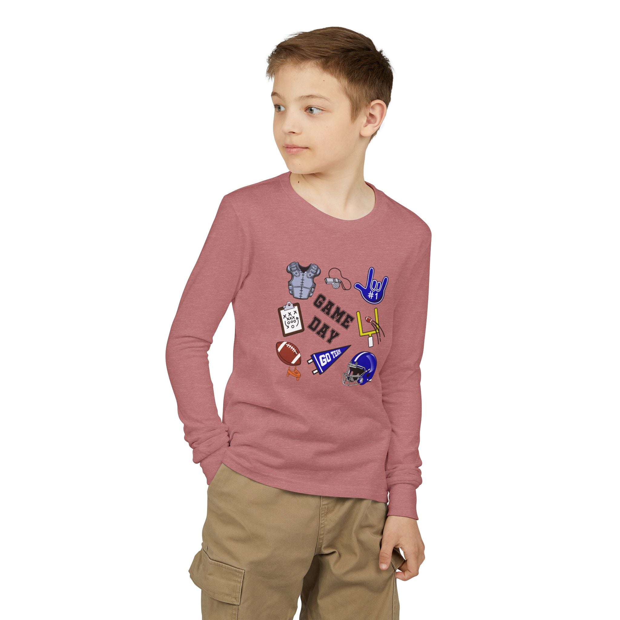 Game Day Football with I Love You ASL American Sing Language - Kid Long Sleeve Shirt