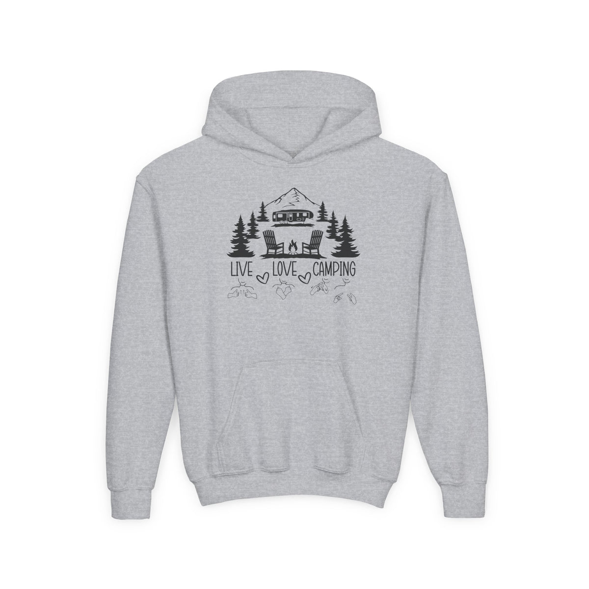 Live Love Camping in ASL (black ink) - Kid Hoodie