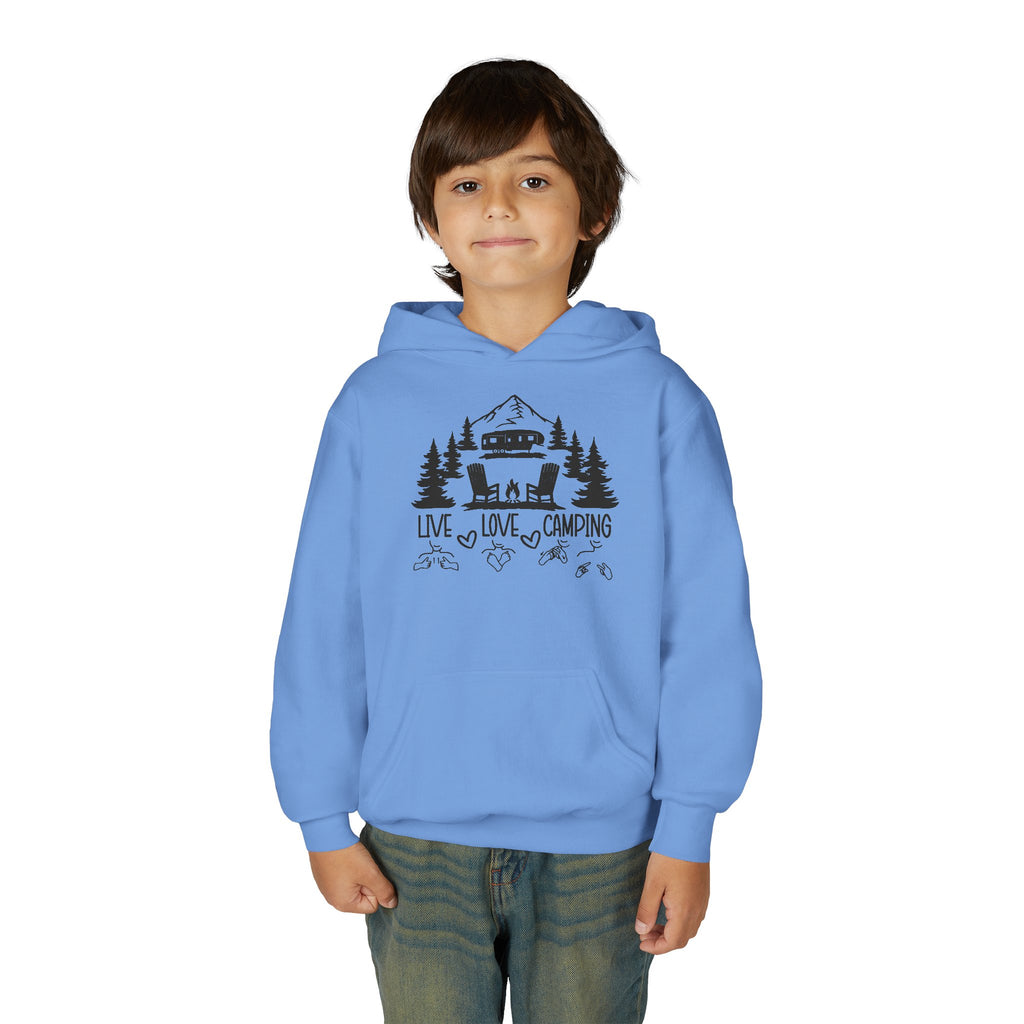 Live Love Camping in ASL (black ink) - Kid Hoodie