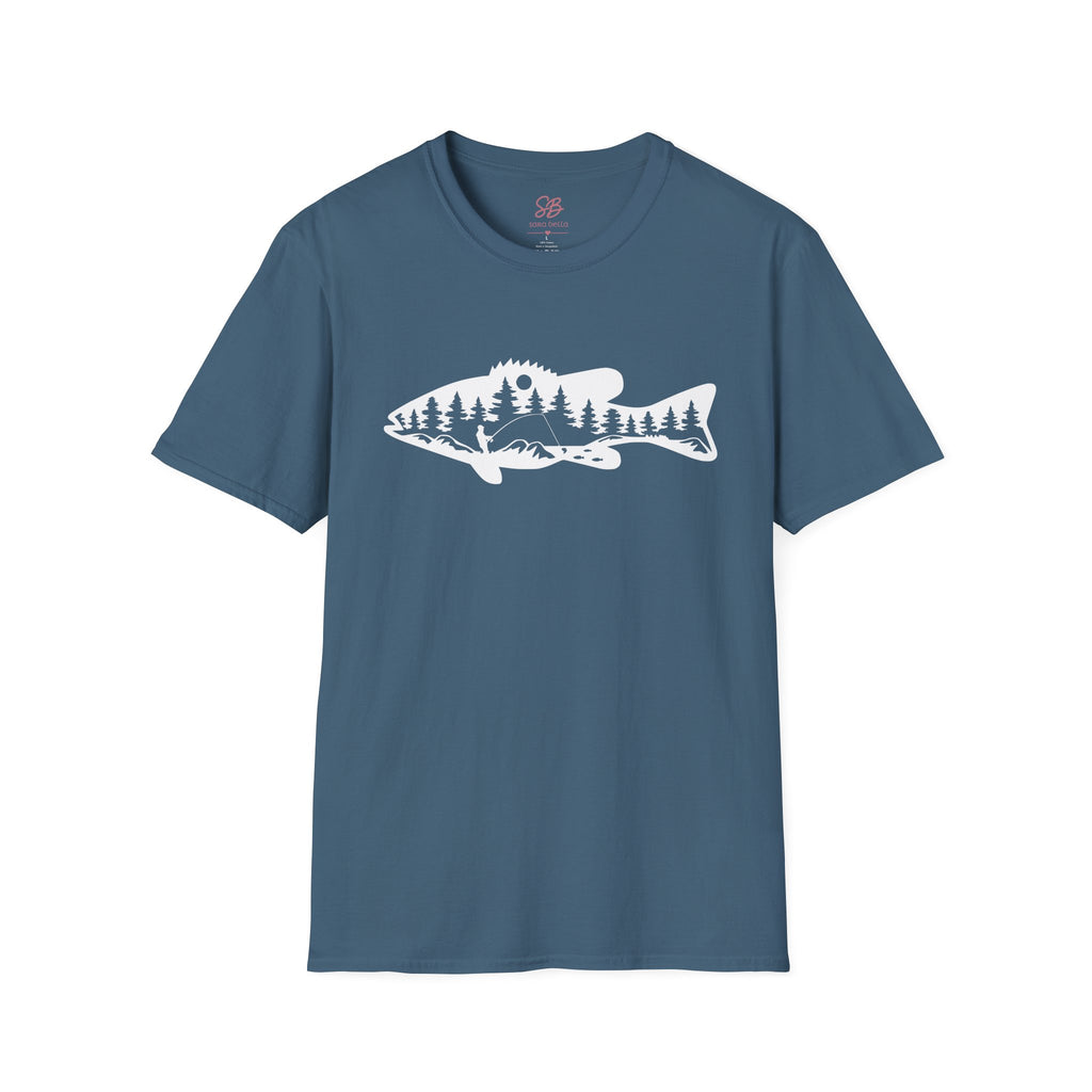 Bass Fisherman Landscape Fishing - T-Shirt