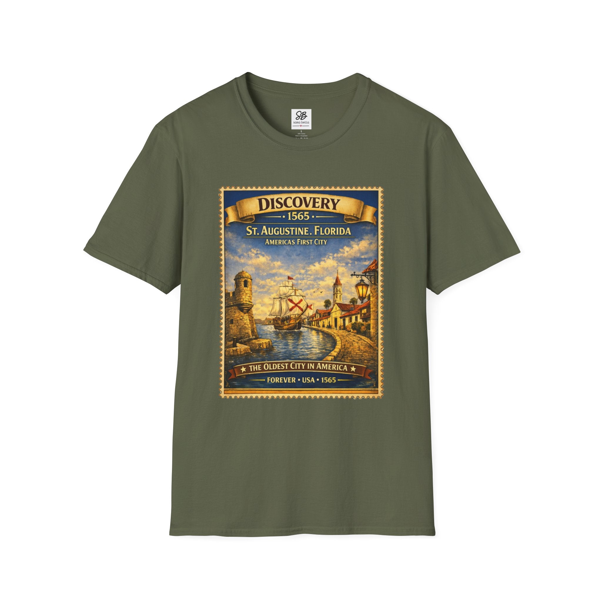 St. Augustine Discovery The Oldest City in America  1565 Vintage Stamp T-Shirt