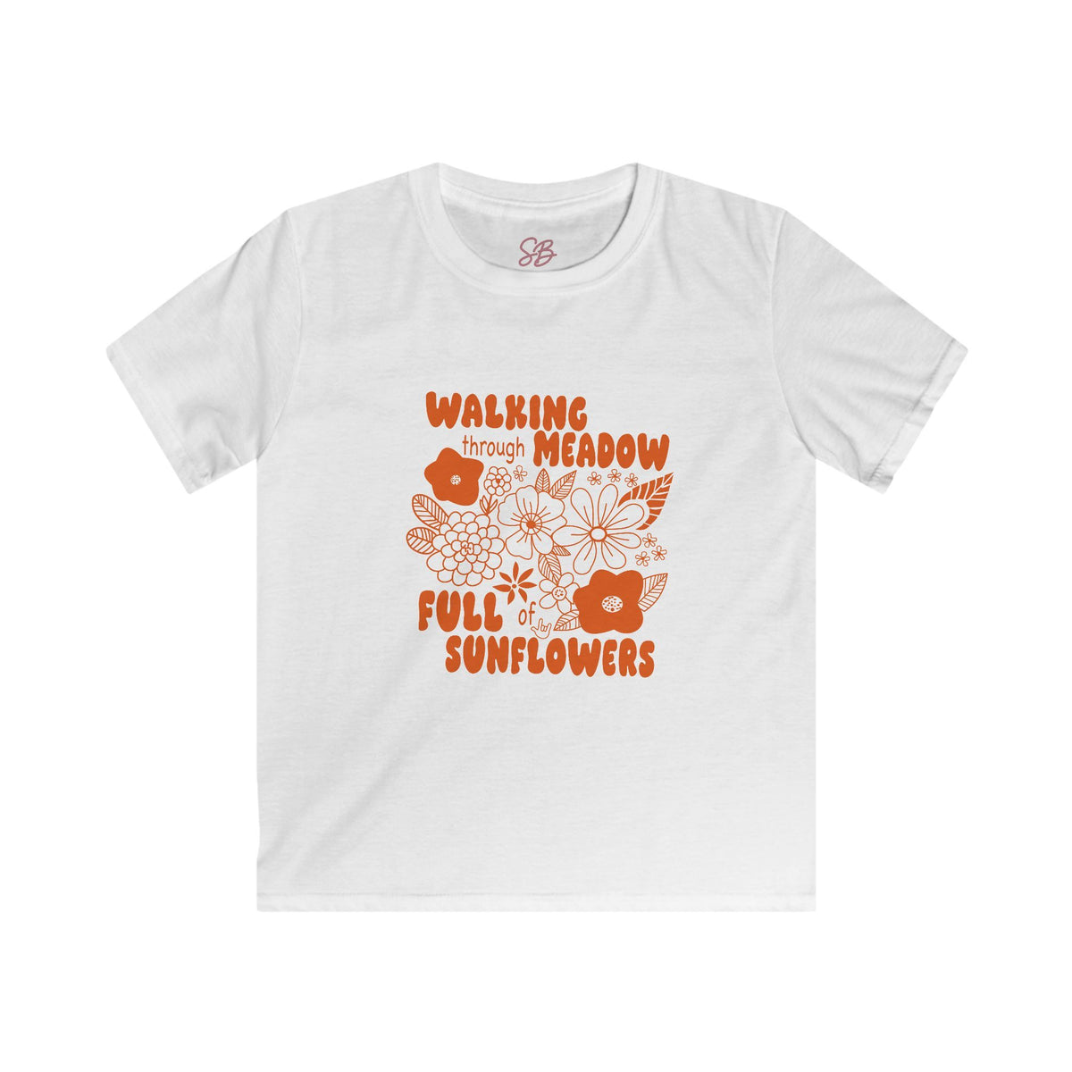 Walking Through Meadow Sunflowers - Kid T-Shirt
