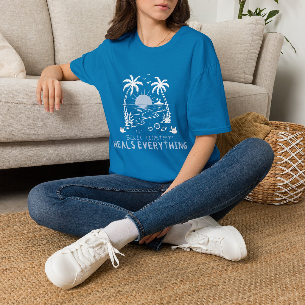 'Salt Water Heals Everything" of  white design -  T-Shirt
