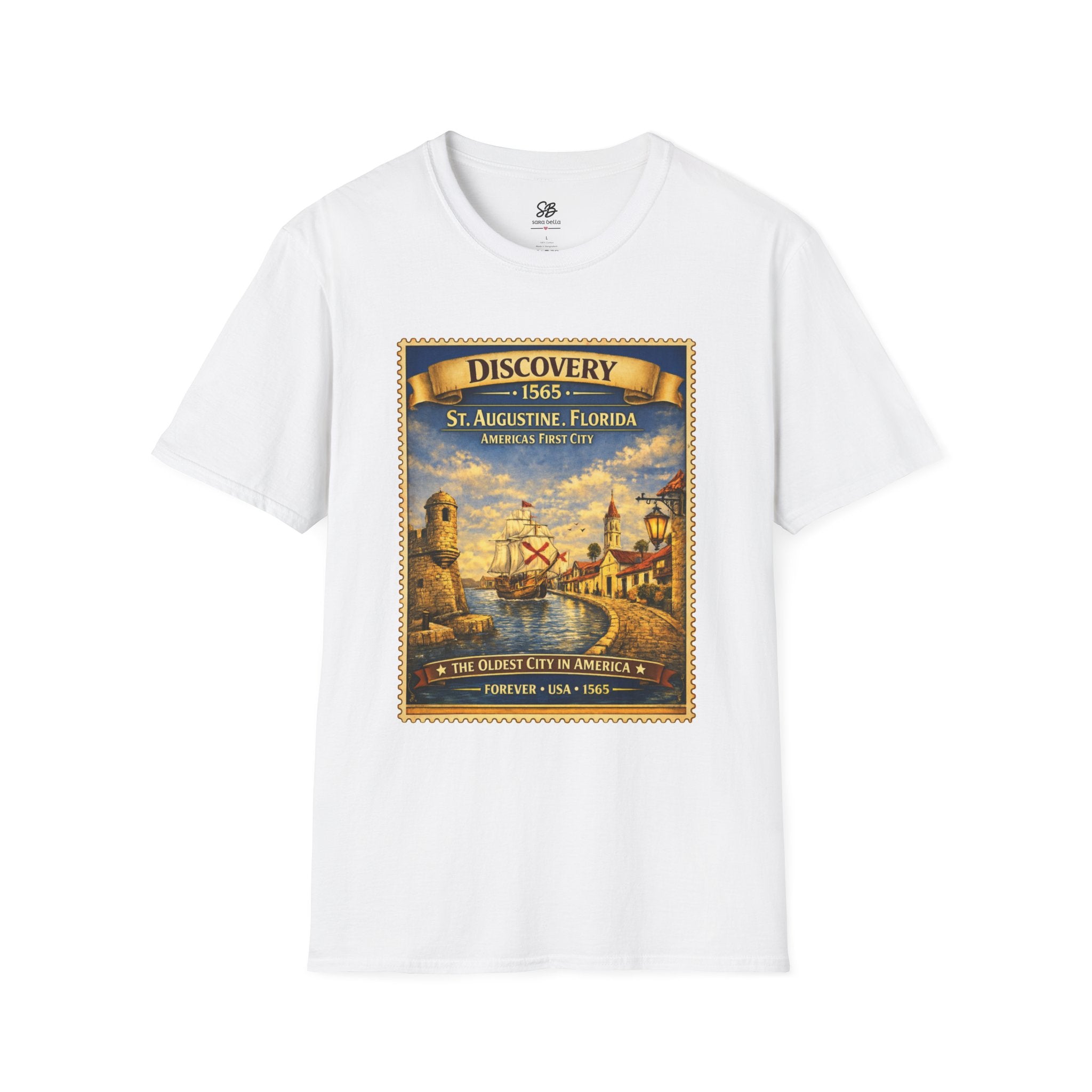 St. Augustine Discovery The Oldest City in America  1565 Vintage Stamp T-Shirt