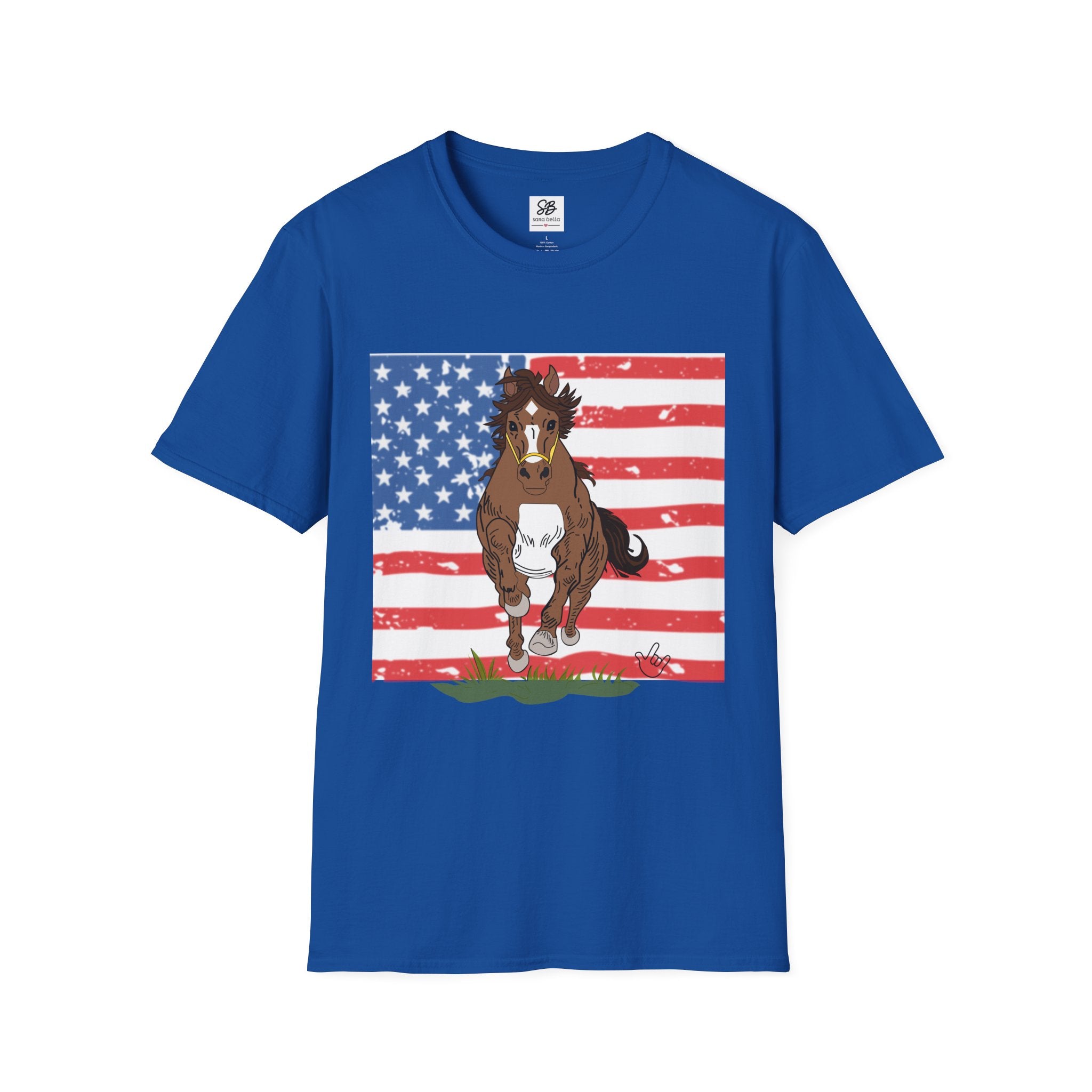 Galloping Horse with American Flag Graphic Shirt