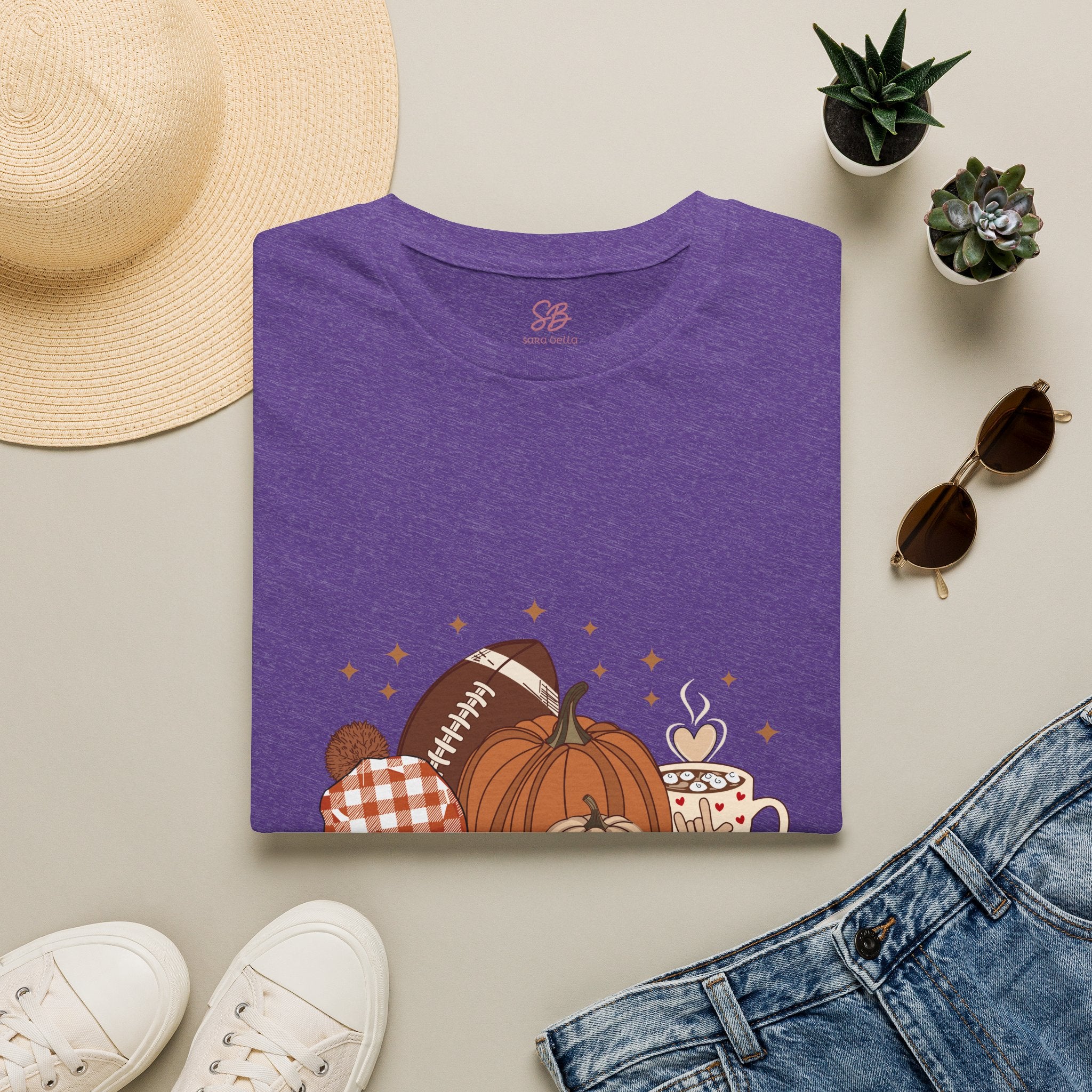 Autumn Football Pumpkins with I Love You American Sign Language, ASL - T-Shirt