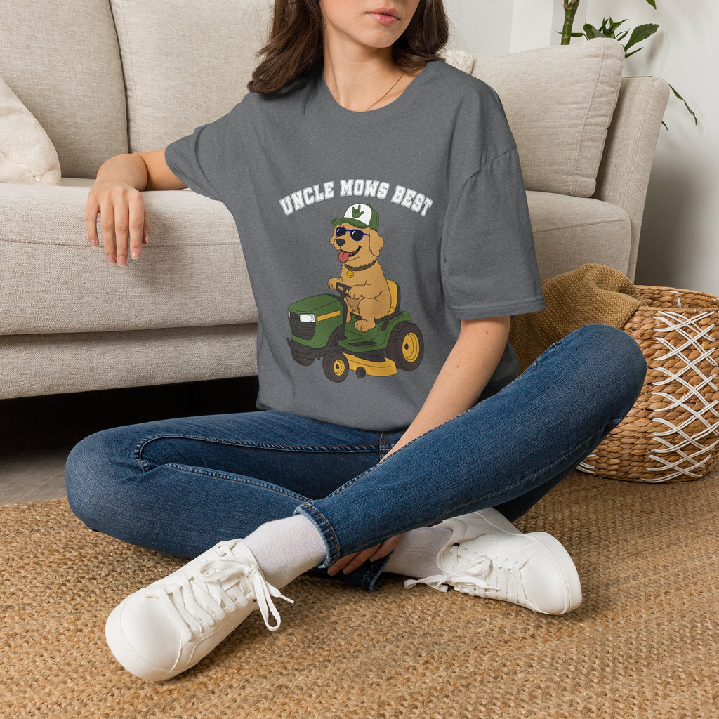 Uncle Mows Best T-Shirt with Golden Retriever