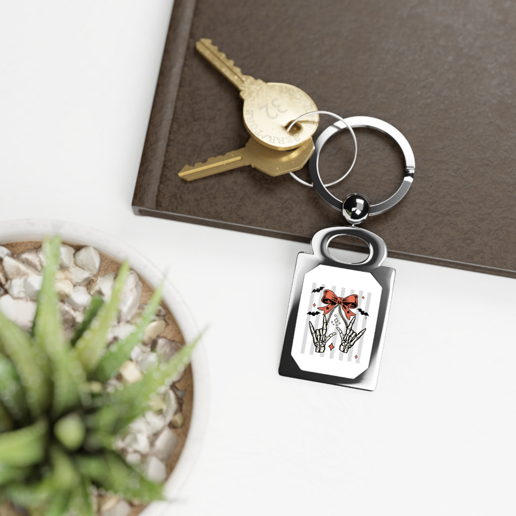 Spooky Skeleton Hands " I lLove You" ASL - Rectangle Photo Keychain