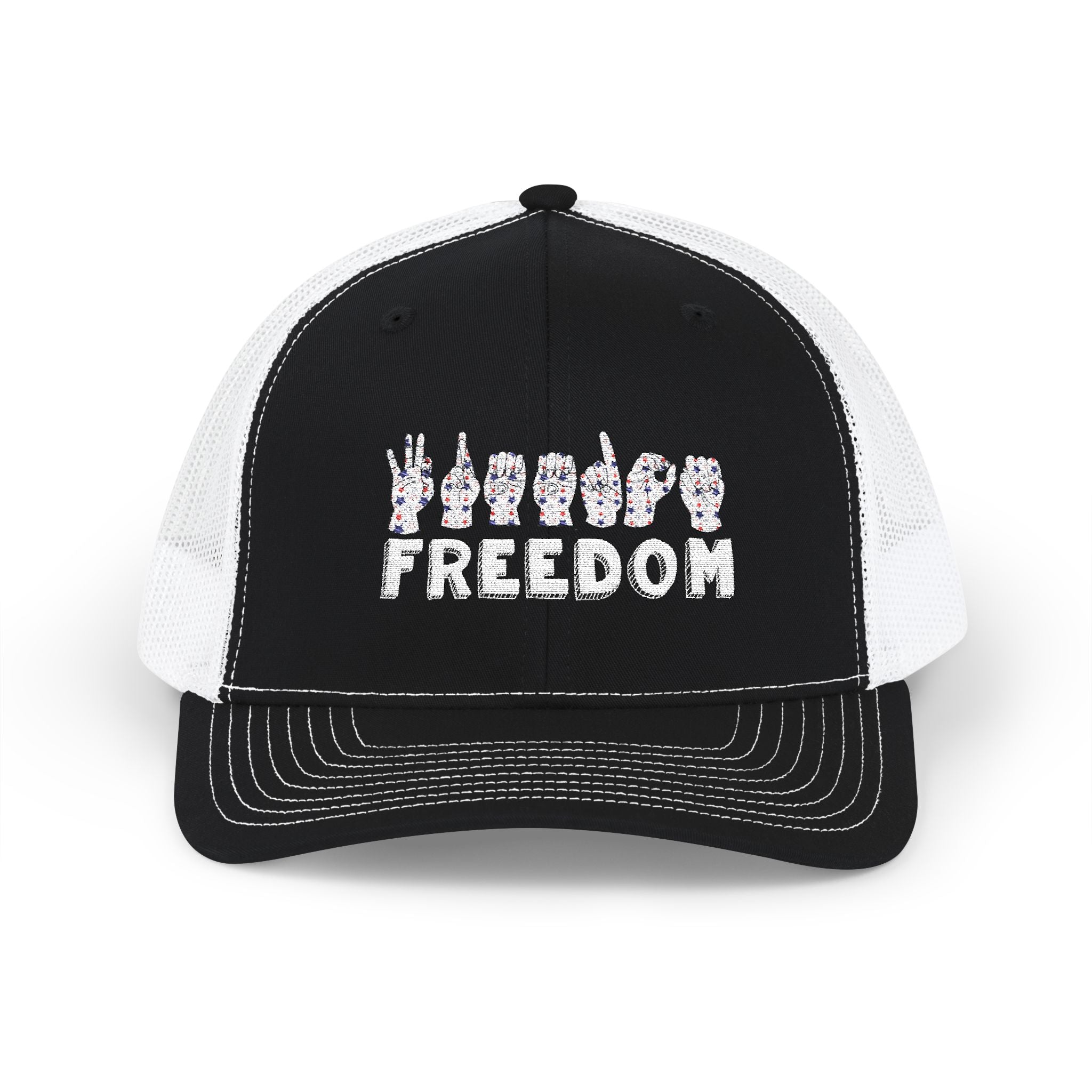 Freedom fingers-spelled ASL (America Sign Language) Embroidery - Trucker Cap Snapback