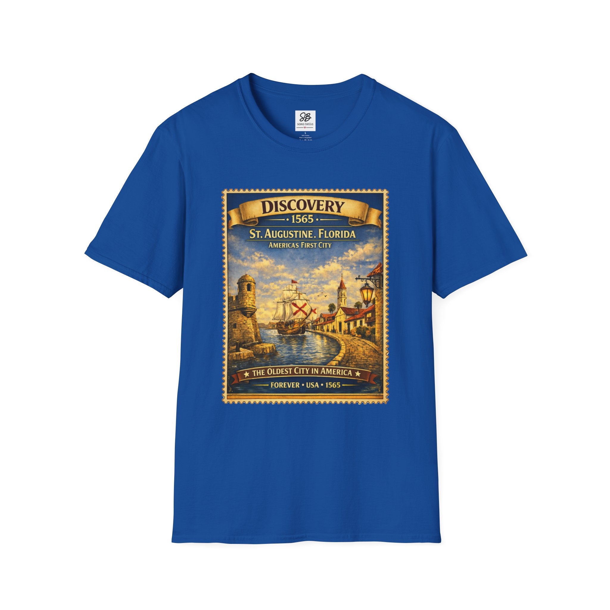 St. Augustine Discovery The Oldest City in America  1565 Vintage Stamp T-Shirt