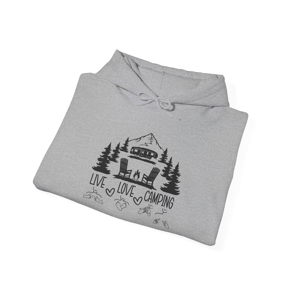 Live Love Camping in ASL (black ink) - Hoodie
