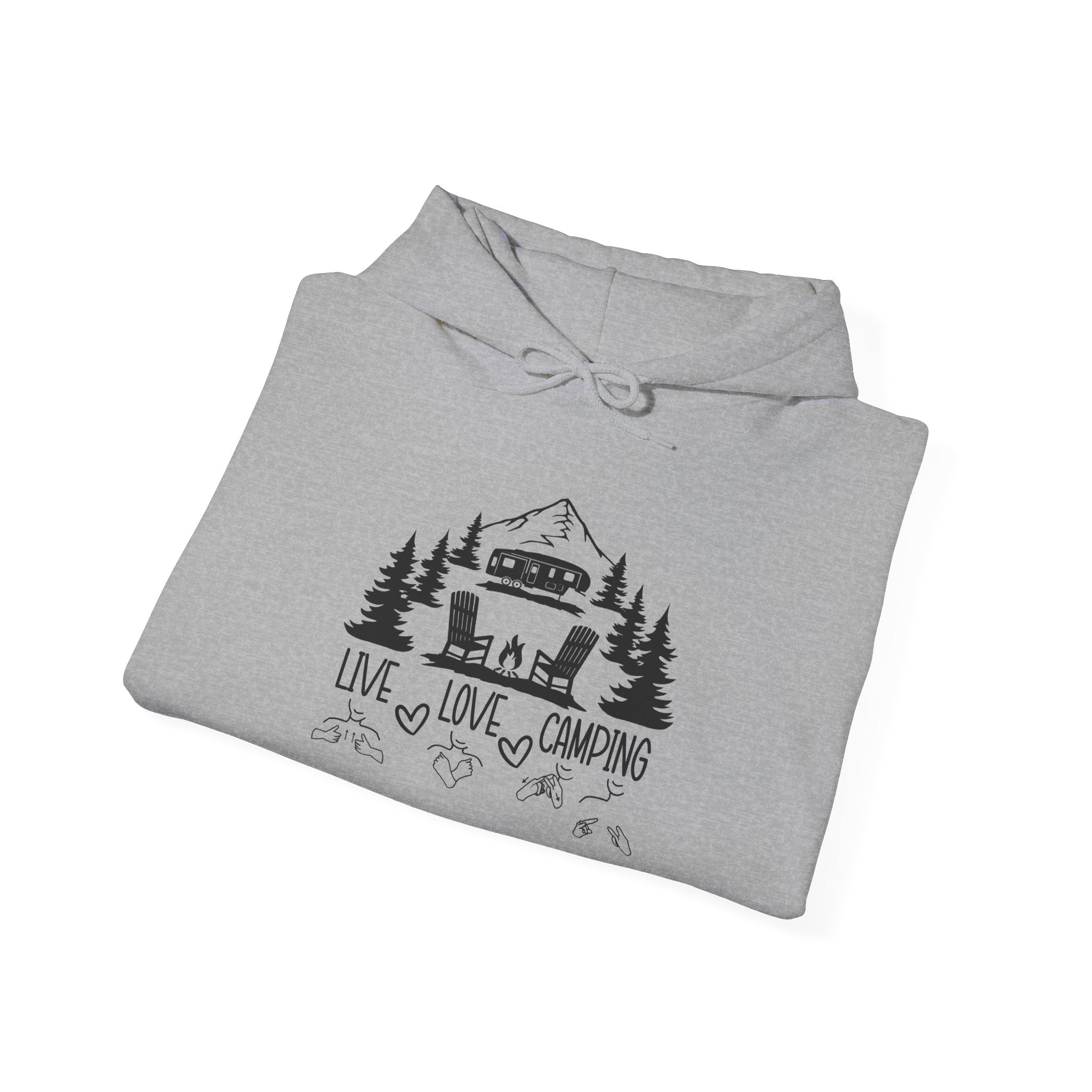 Live Love Camping in ASL (black ink) - Hoodie