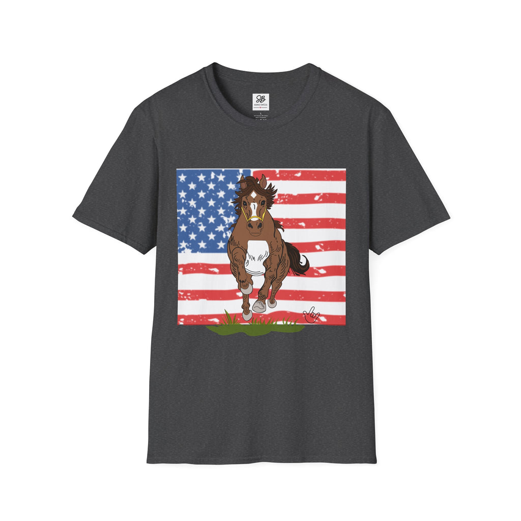 Galloping Horse with American Flag Graphic Shirt