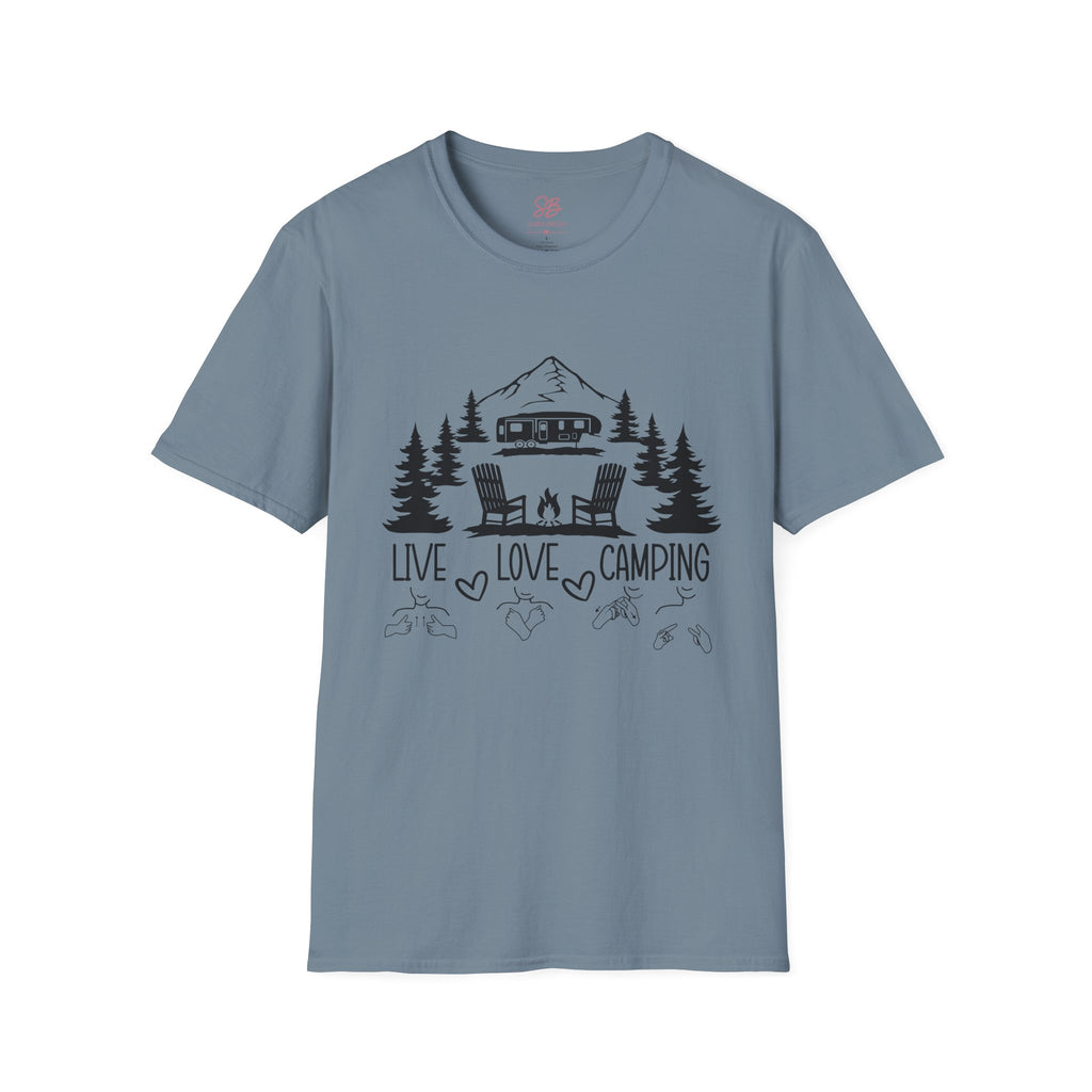 Live Love Camping in ASL (black ink) - T-Shirt
